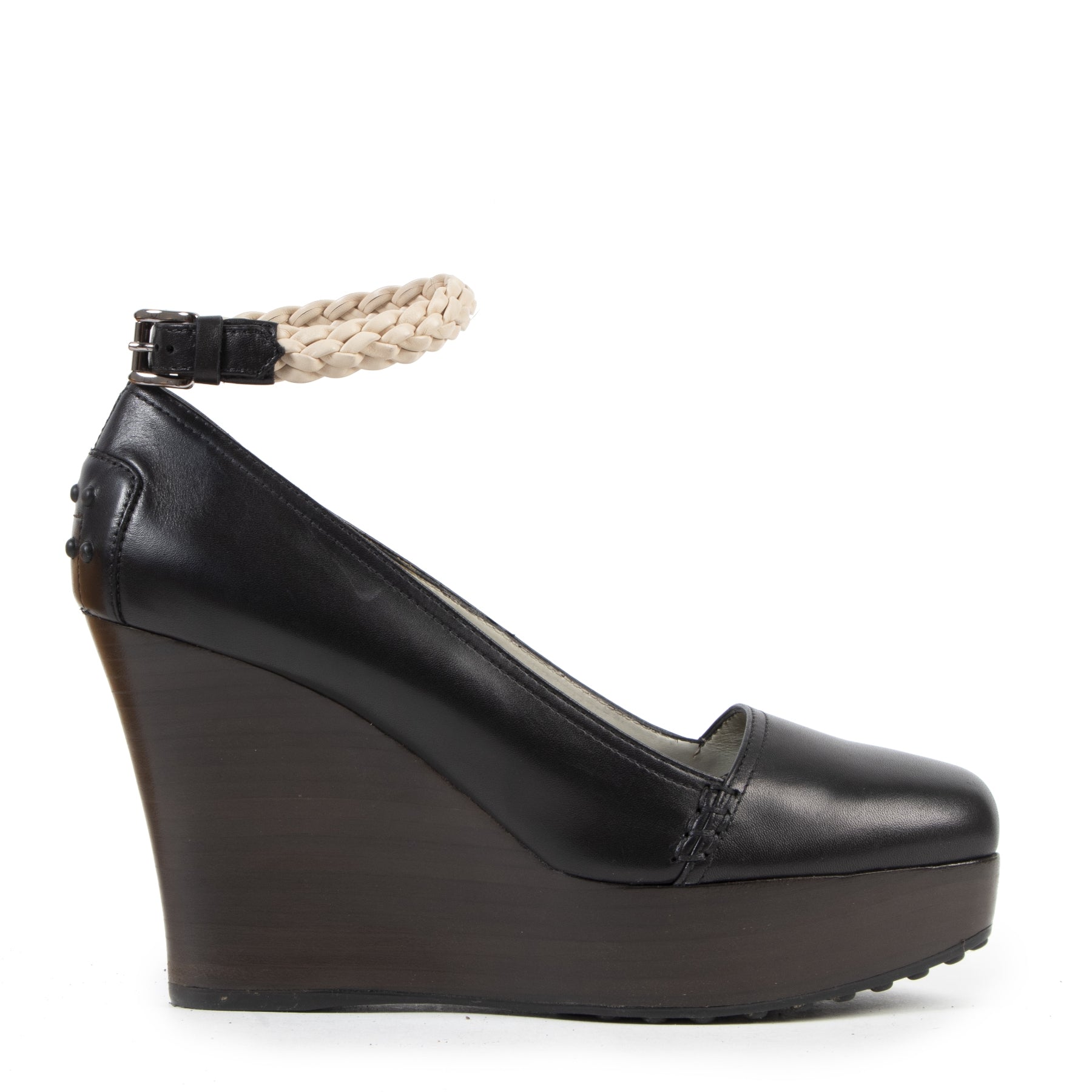 Authentic second-hand vintage Tods Black Wedge Heels - Size 38 buy online webshop LabelLOV