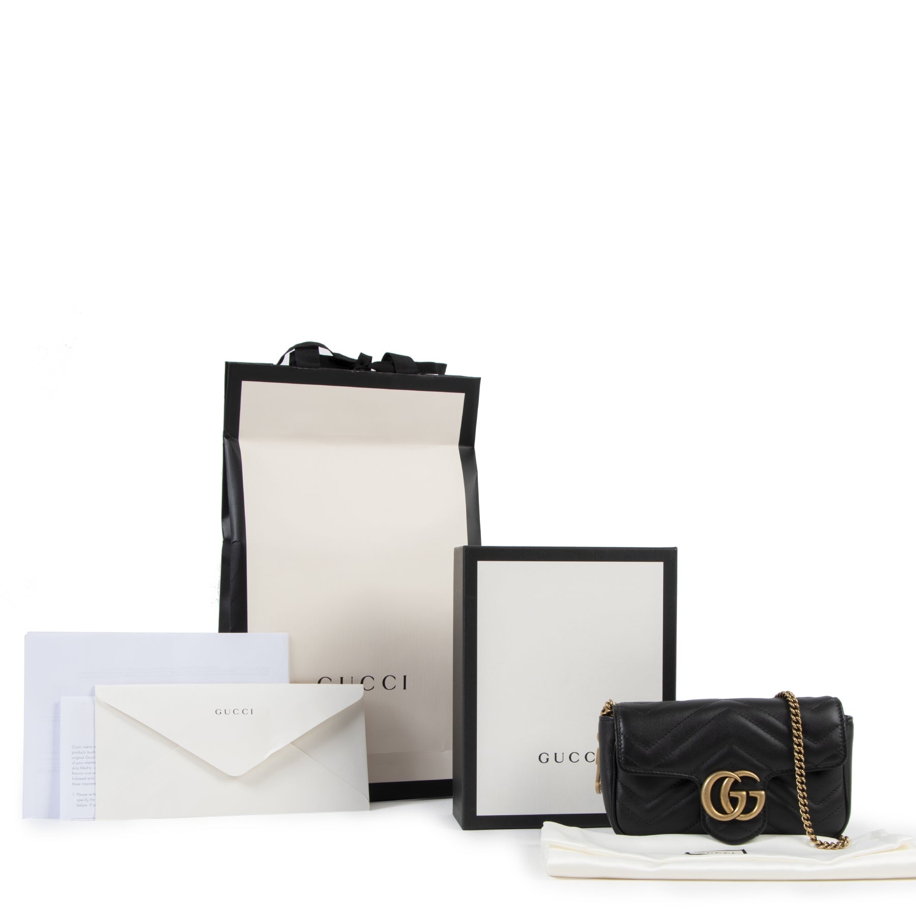 Gucci Black GG Marmont Matelassé Leather Super Mini Bag