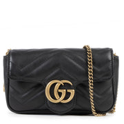 Gucci Black GG Marmont Matelassé Leather Super Mini Bag