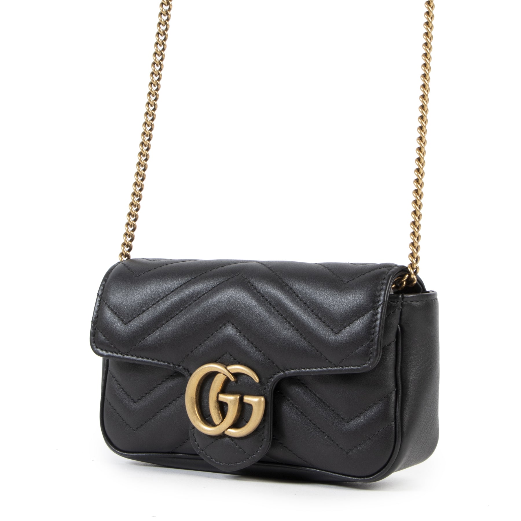 Gucci Black GG Marmont Matelassé Leather Super Mini Bag