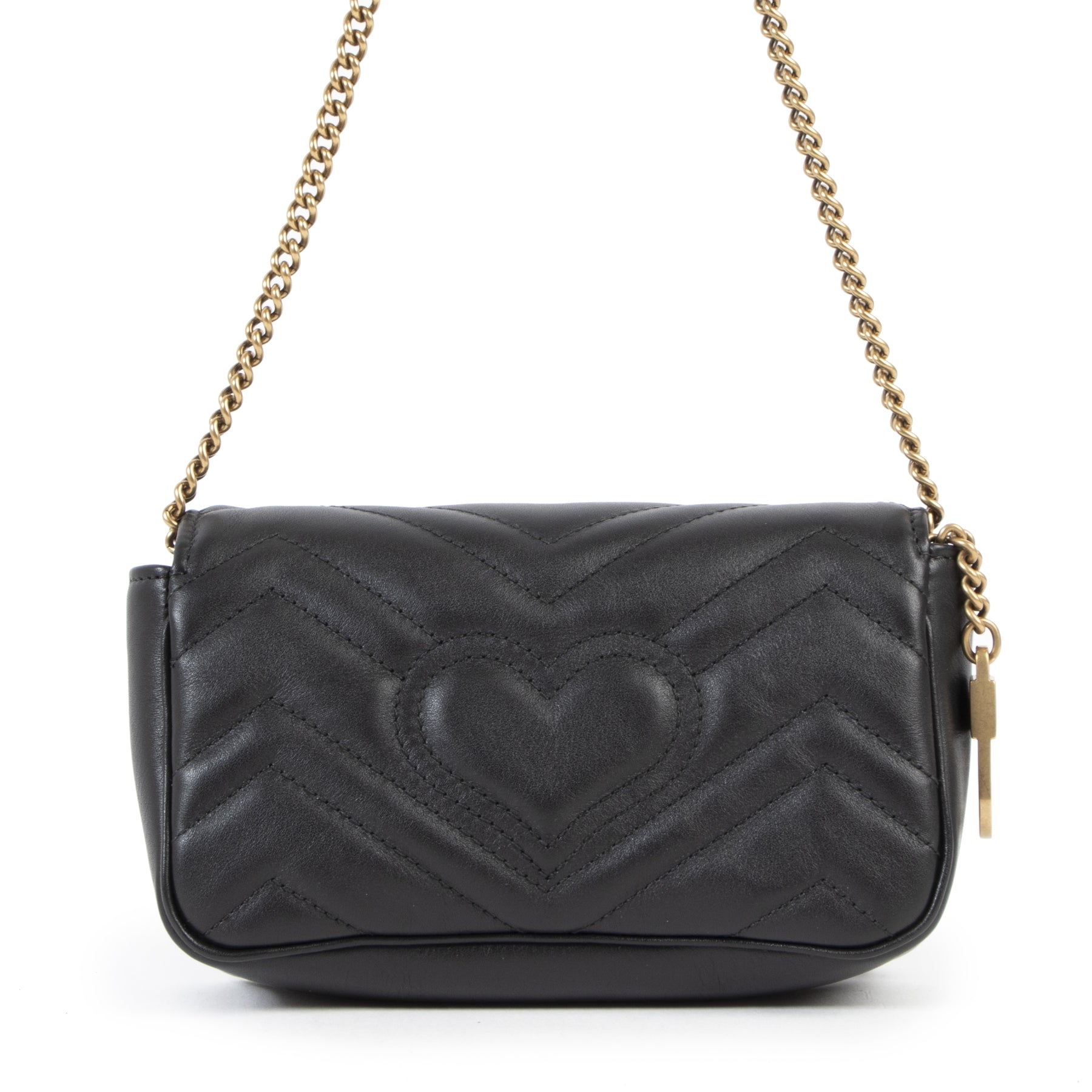 shop safe online Gucci Black GG Marmont Matelassé Leather Super Mini Bag