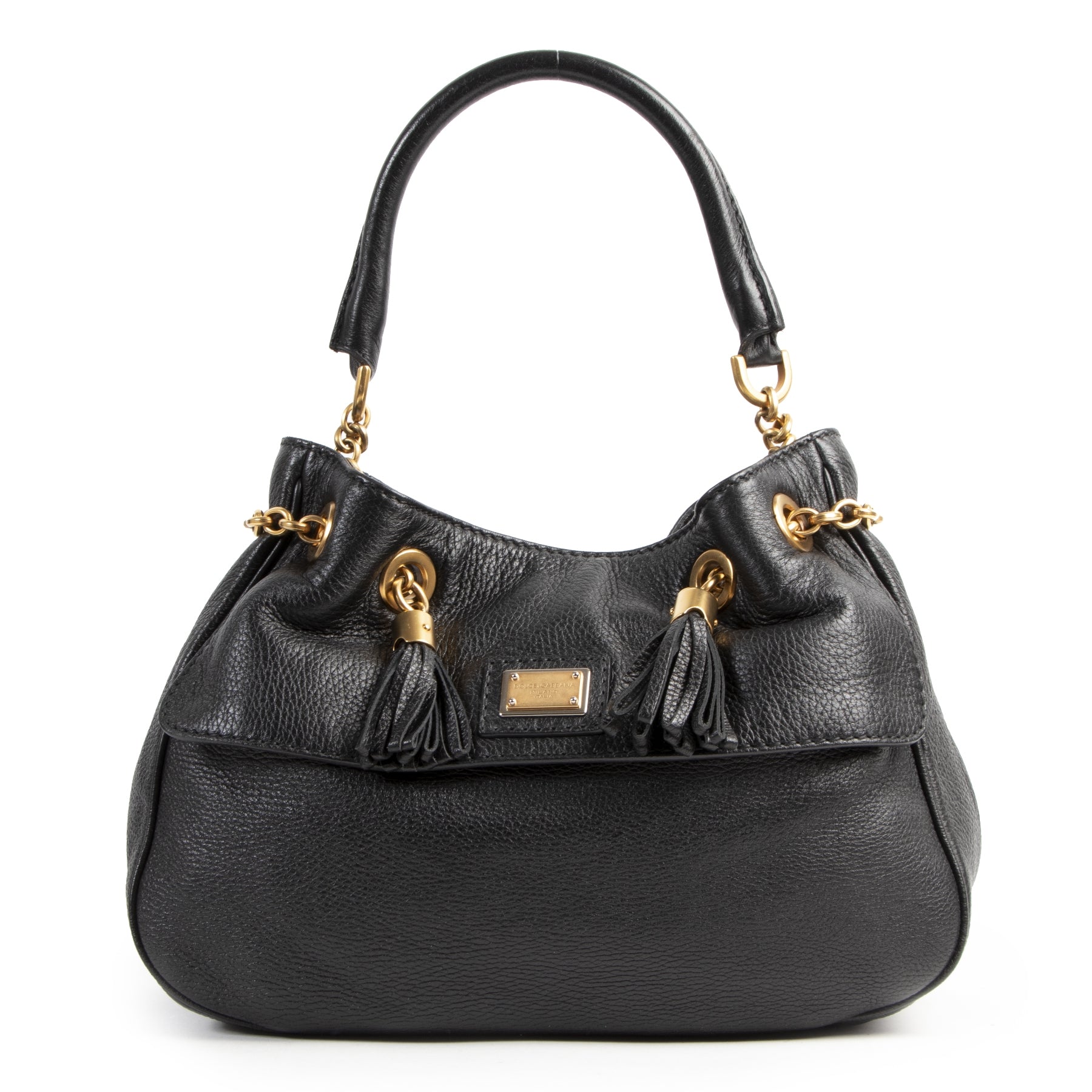 Authentieke Tweedehands Dolce & Gabbana Black Shoulder Bag juiste prijs veilig online shoppen luxe merken webshop winkelen Antwerpen België mode fashion