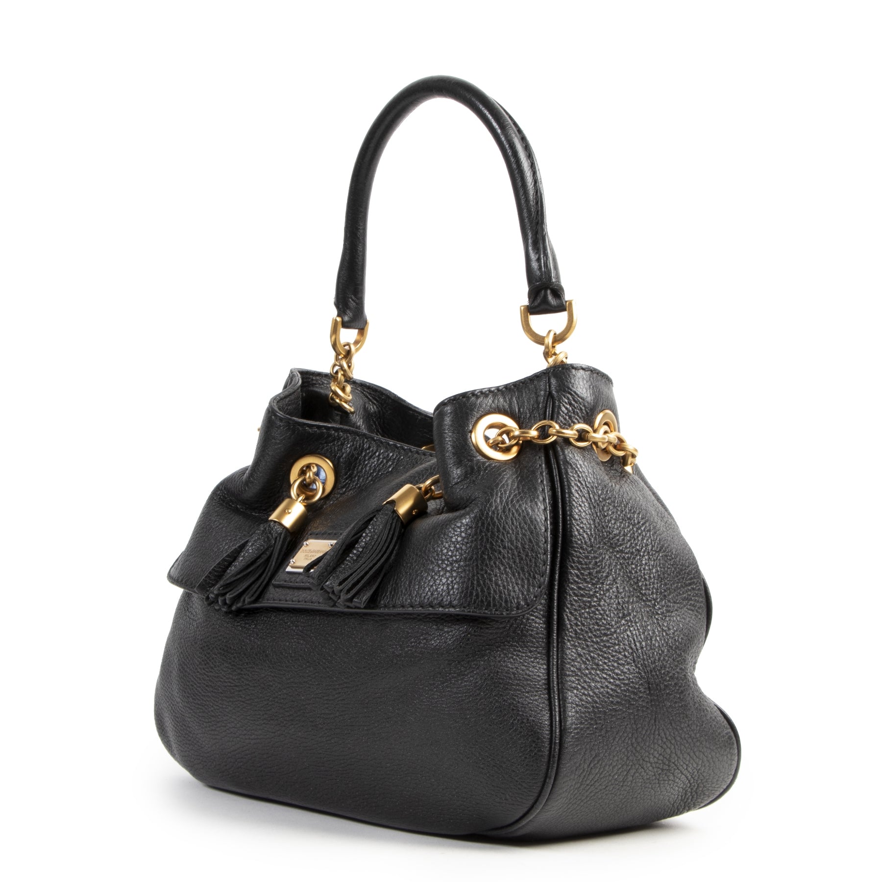 Authentieke Tweedehands Dolce & Gabbana Black Shoulder Bag juiste prijs veilig online shoppen luxe merken webshop winkelen Antwerpen België mode fashion