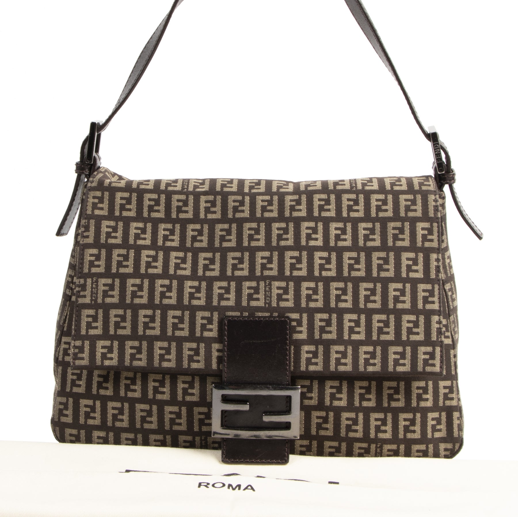Authentic secondhand Fendi Zucca Baguette Bag designer bags fashion luxury vintage webshop safe secure online shopping