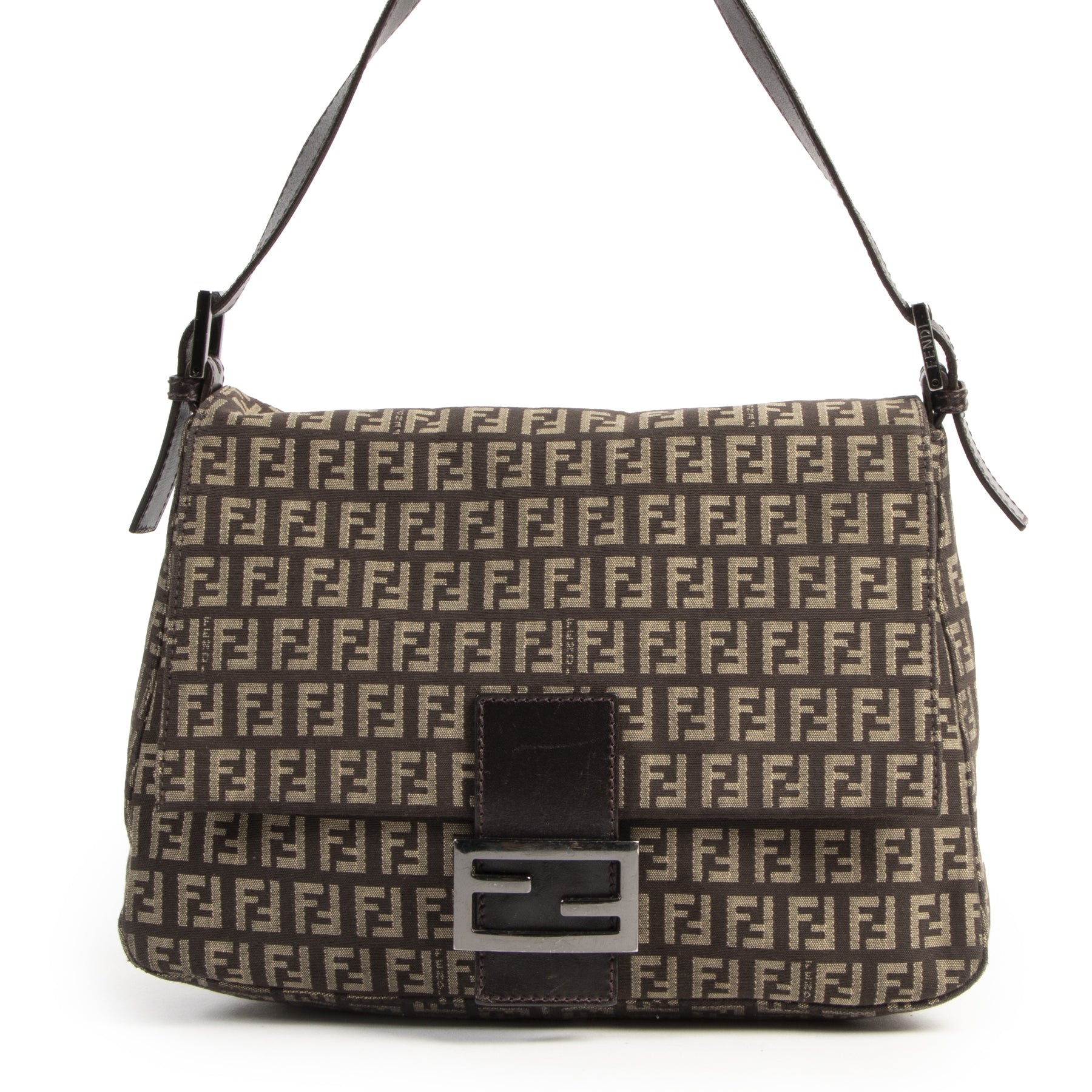 Authentieke Tweedehands Fendi Zucca Baguette Bag juiste prijs veilig online shoppen luxe merken webshop winkelen Antwerpen België mode fashion