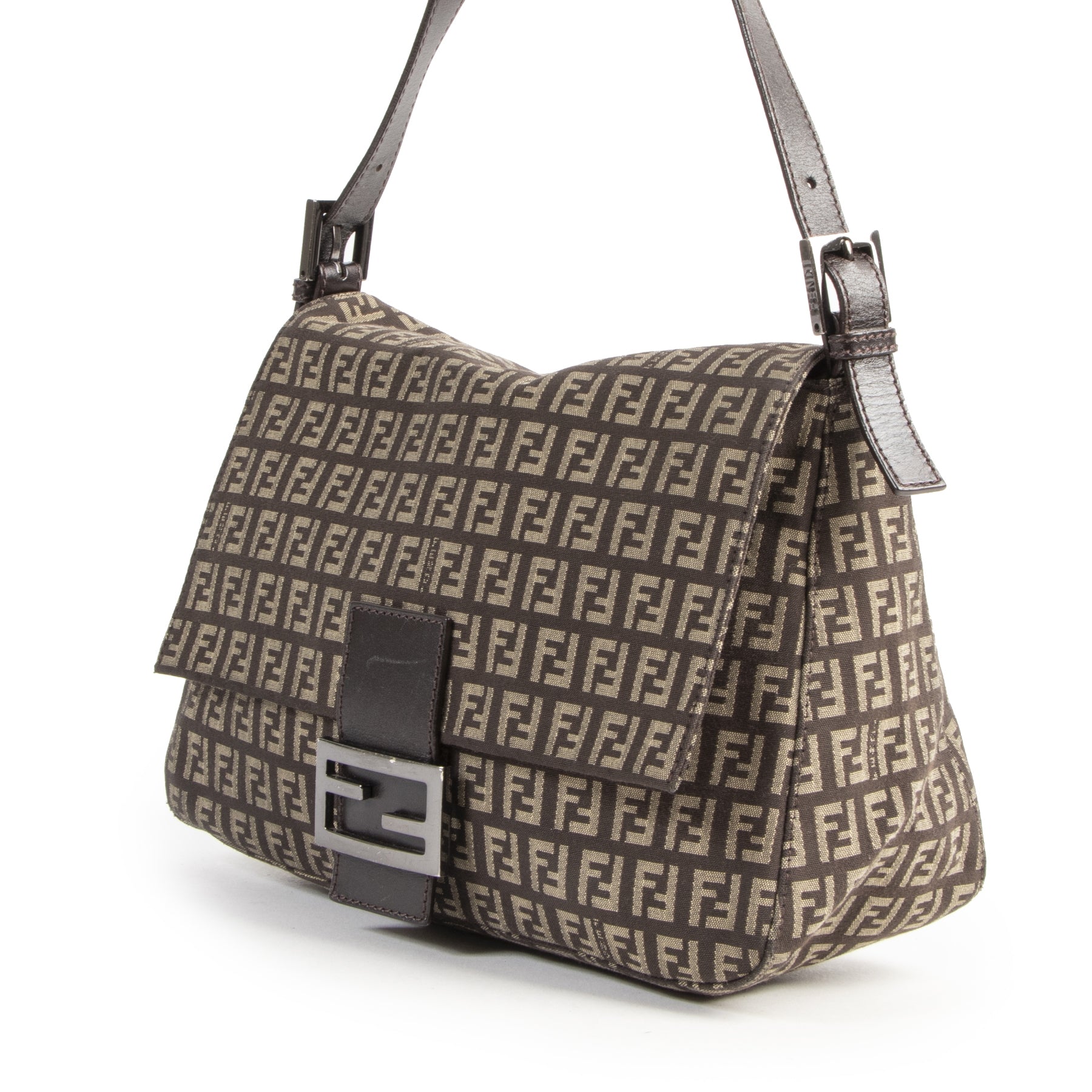 Authentieke Tweedehands Fendi Zucca Baguette Bag juiste prijs veilig online shoppen luxe merken webshop winkelen Antwerpen België mode fashion