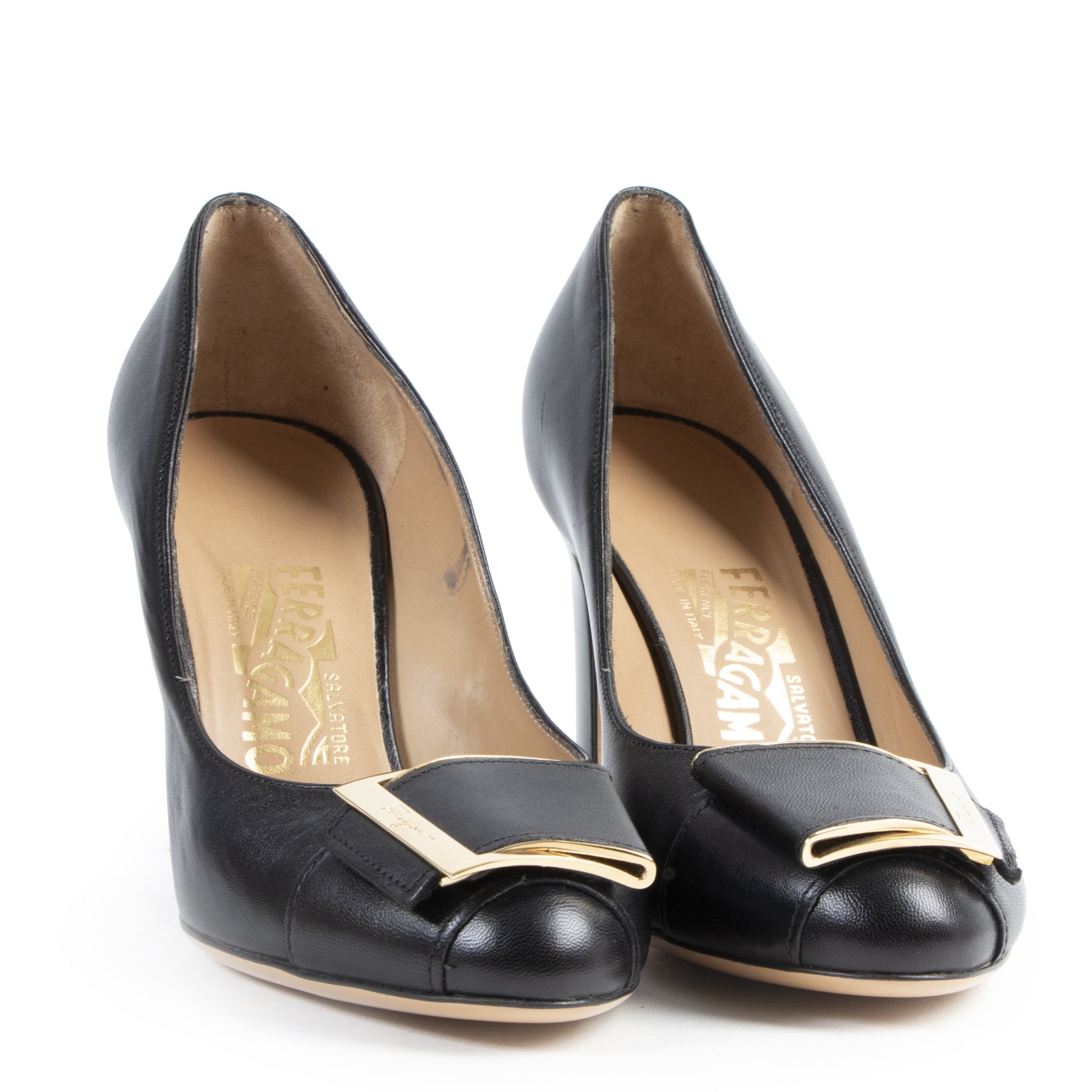 Authentieke Tweedehands Salvatore Ferragamo Black Heels - Size 36,5 juiste prijs veilig online shoppen luxe merken webshop winkelen Antwerpen België mode fashion