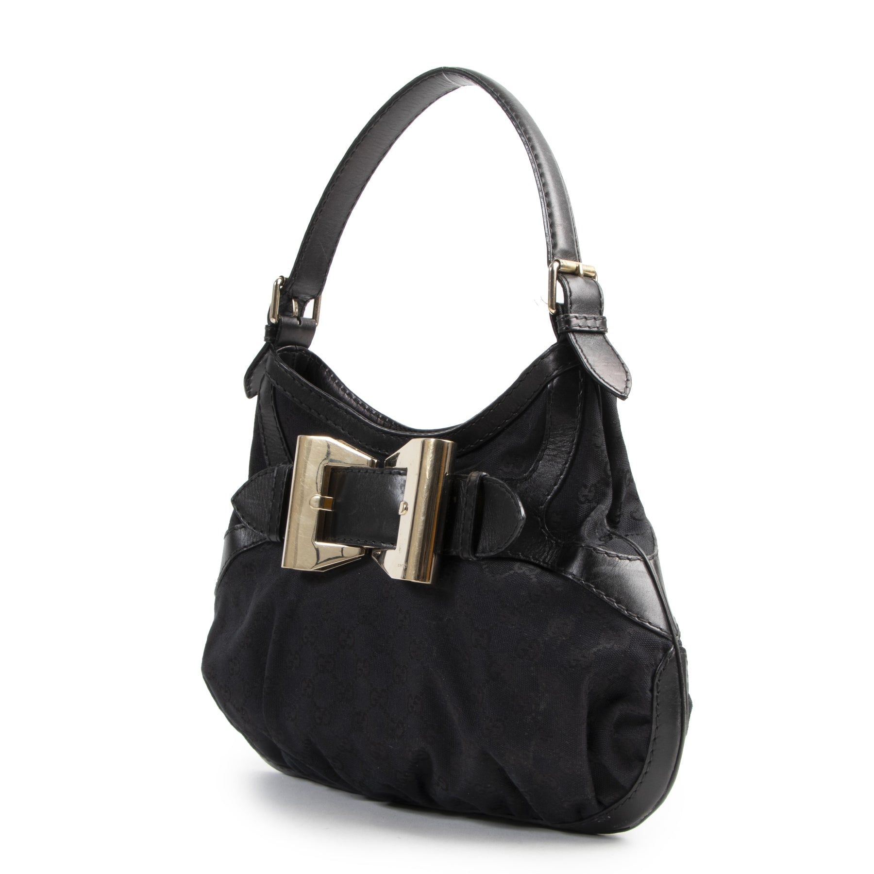 Authentieke Tweedehands Gucci Black Queen Hobo Shoulder Bag juiste prijs veilig online shoppen luxe merken webshop winkelen Antwerpen België mode fashion