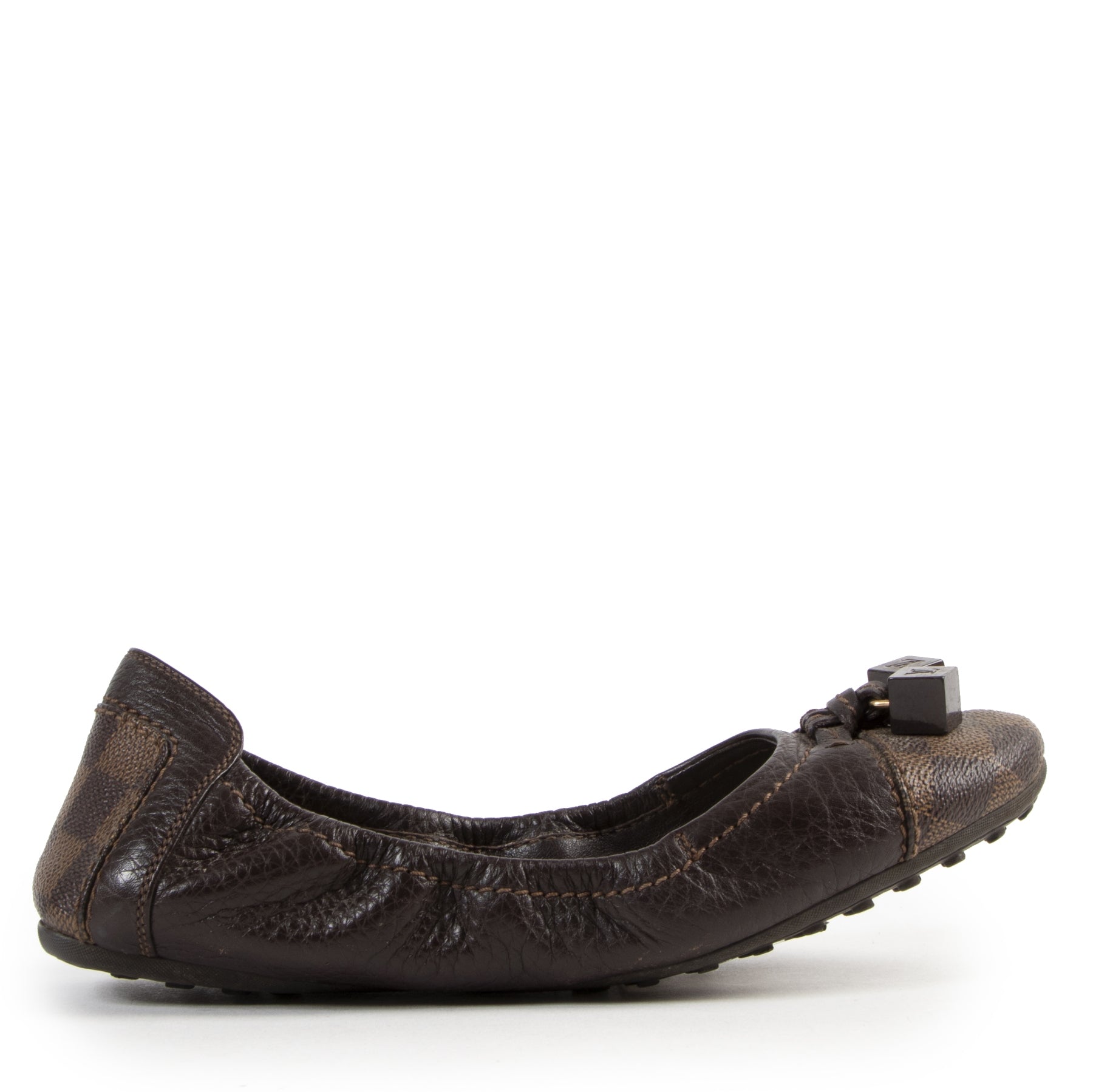 Authentic secondhand Louis Vuitton Damier Ebene Ballerinas - Size 38 designer shoes fashion luxury vintage webshop safe secure online shopping
