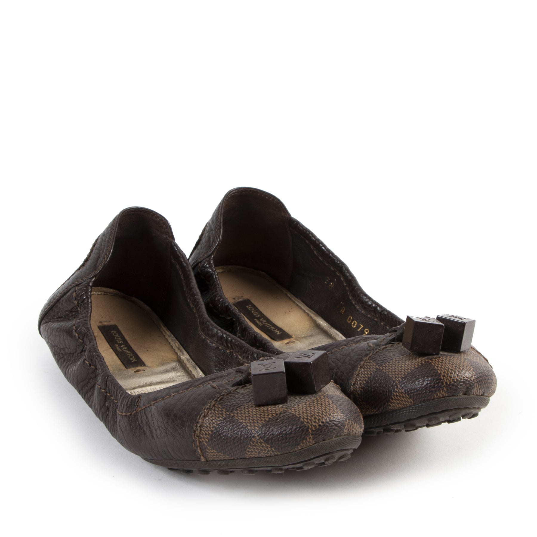 Authentic secondhand Louis Vuitton Damier Ebene Ballerinas - Size 38 designer shoes fashion luxury vintage webshop safe secure online shopping