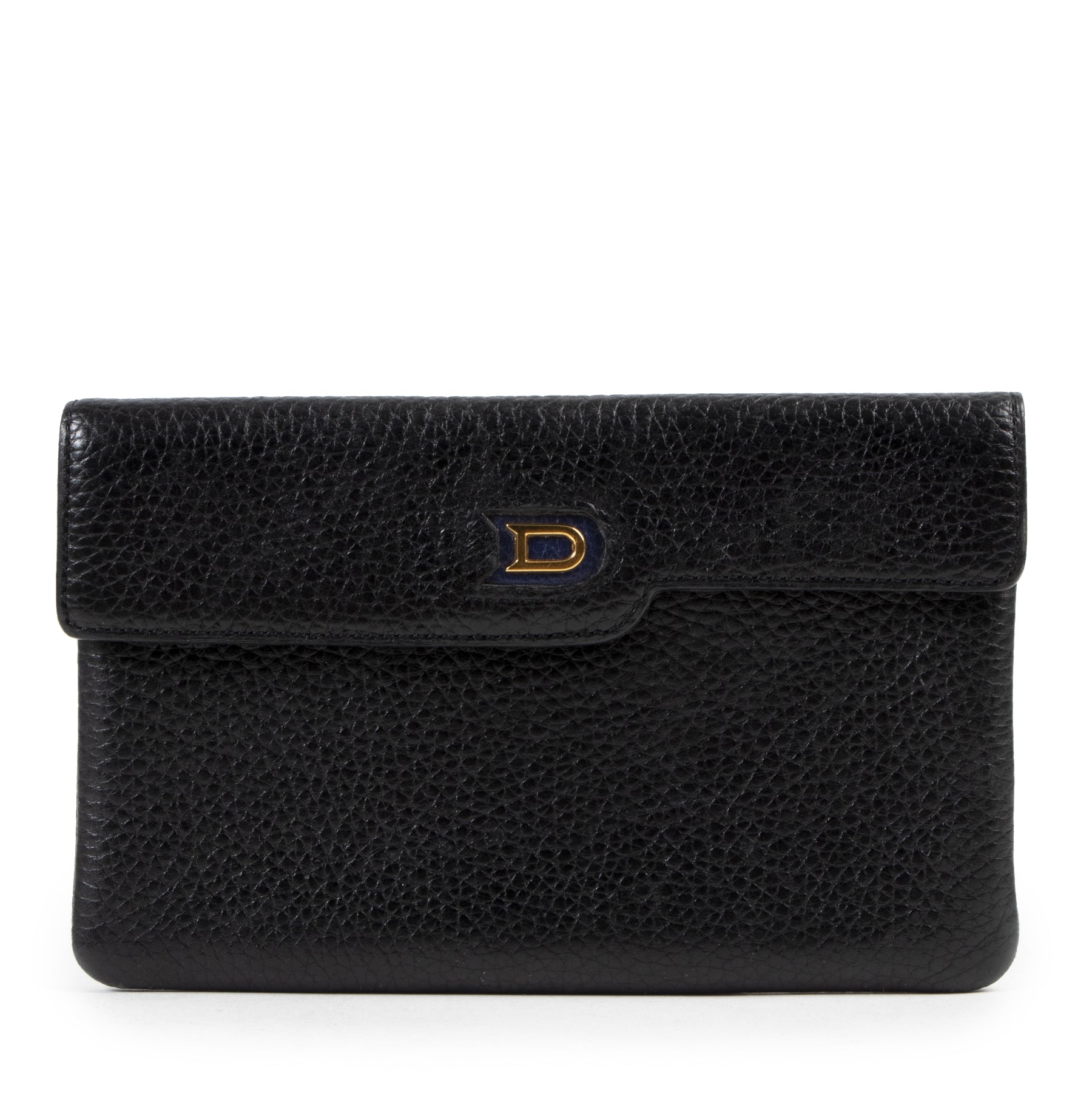 Authentieke Tweedehands Delvaux Black Leather Pochette juiste prijs veilig online shoppen luxe merken webshop winkelen Antwerpen België mode fashion