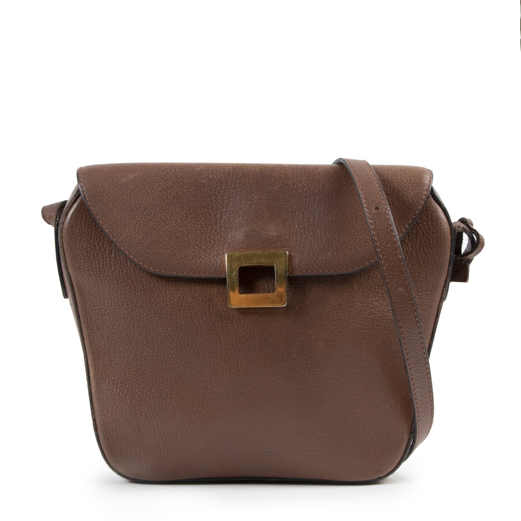 Authentic secondhand Delvaux Brown Square Crossbody Bag designer bags fashion luxury vintage webshop safe secure online shopping