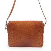 Authentic secondhand Delvaux Cognac Ostrich Leather Crossbody Bag designer bags fashion luxury vintage webshop safe secure online shopping