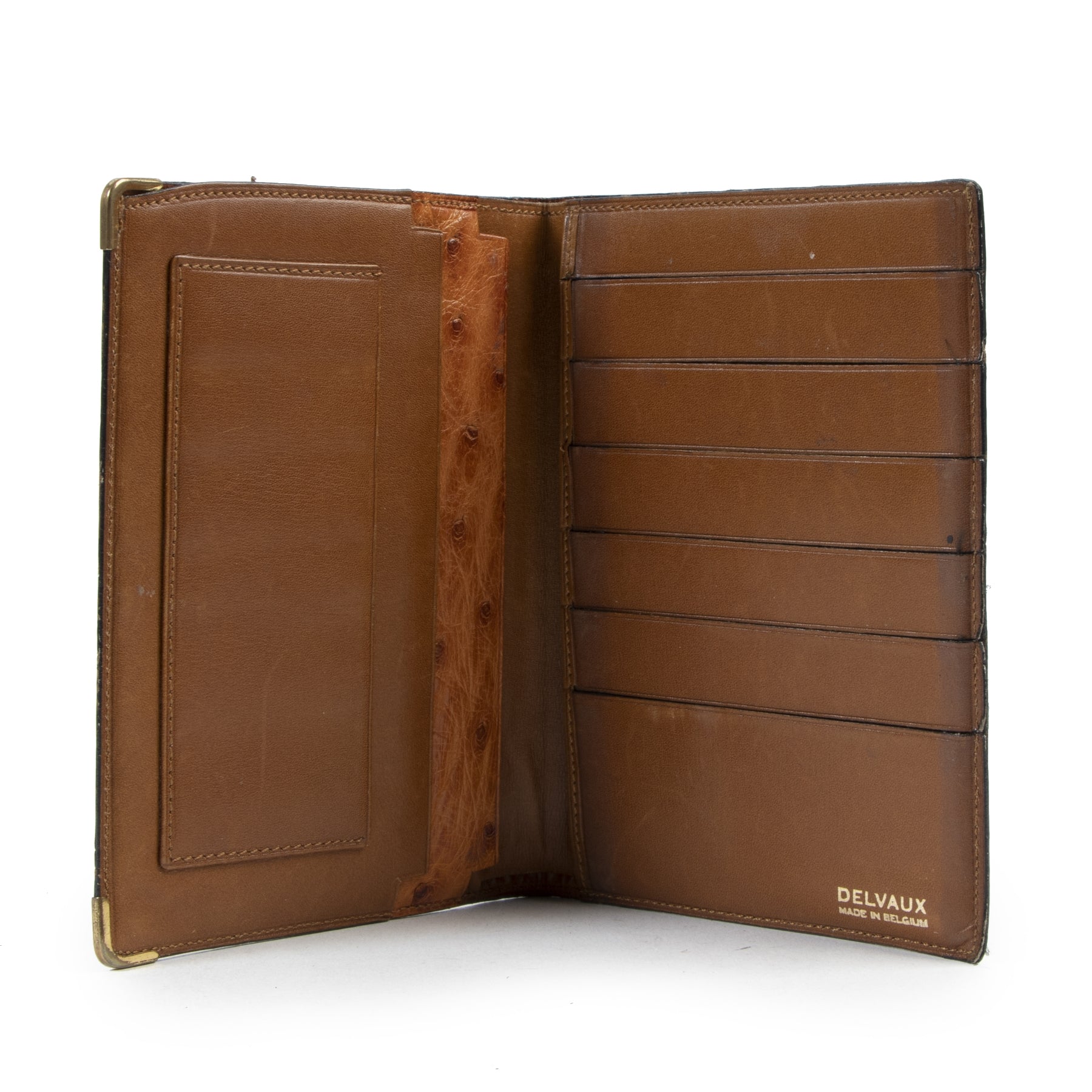 Delvaux Cognac Ostrich Wallet