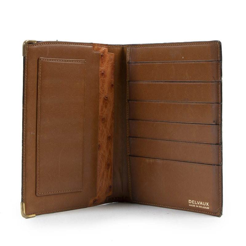 Delvaux Cognac Ostrich Wallet