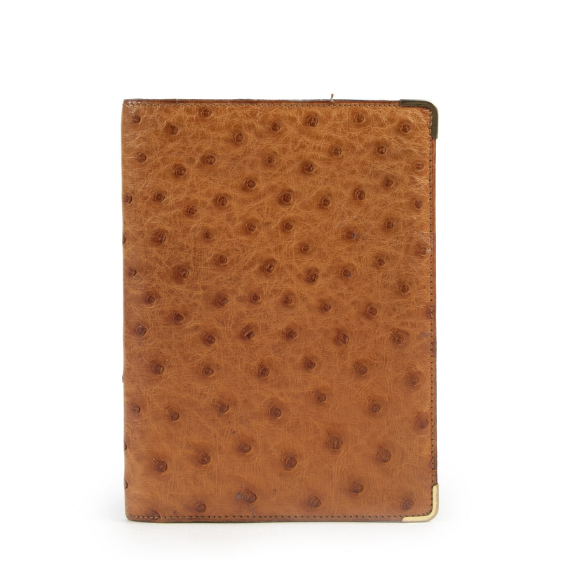 Delvaux Cognac Ostrich Wallet