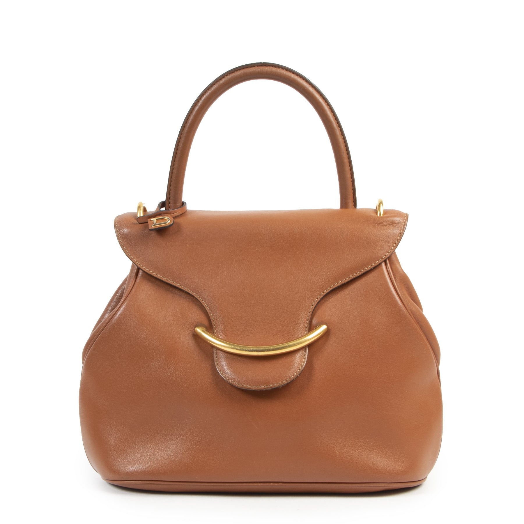 Delvaux Cognac Baltimore Top Handle Bag