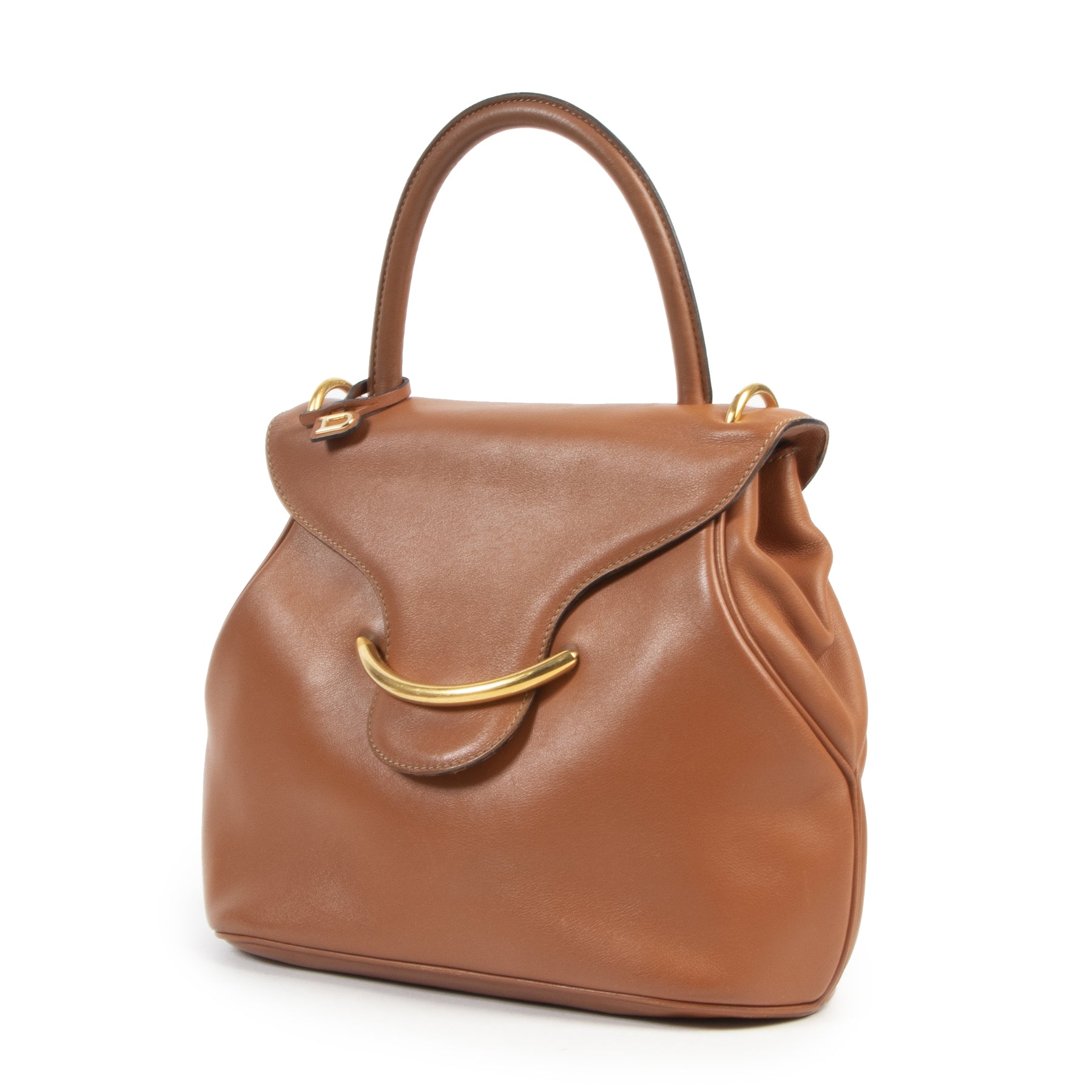 Delvaux Cognac Baltimore Top Handle Bag