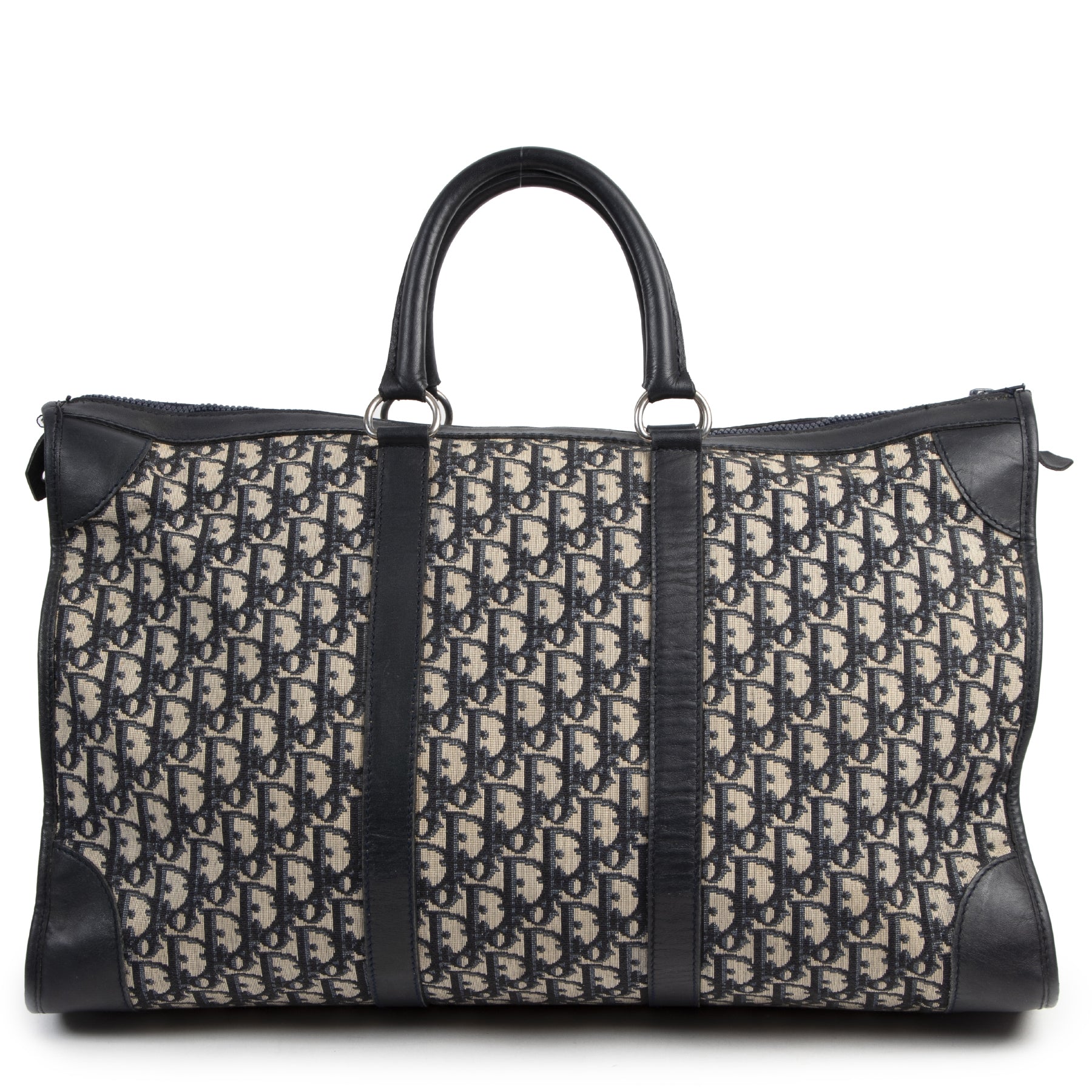 Authentic secondhand Christian Dior Vintage Dark Blue Monogram Travel Bag designer bags fashion luxury vintage webshop safe secure online shopping high end brands
