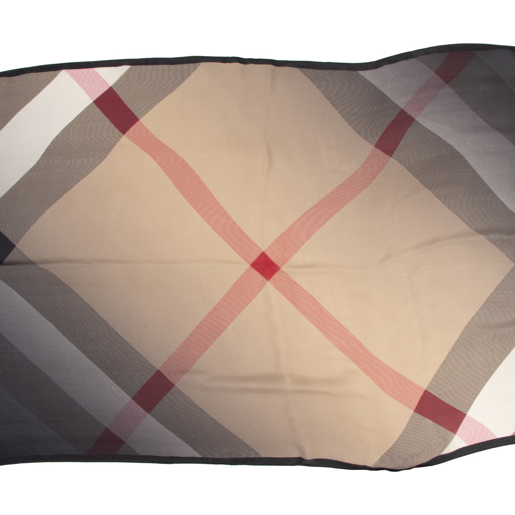 Burberry Black And Beige Check Silk Scarf