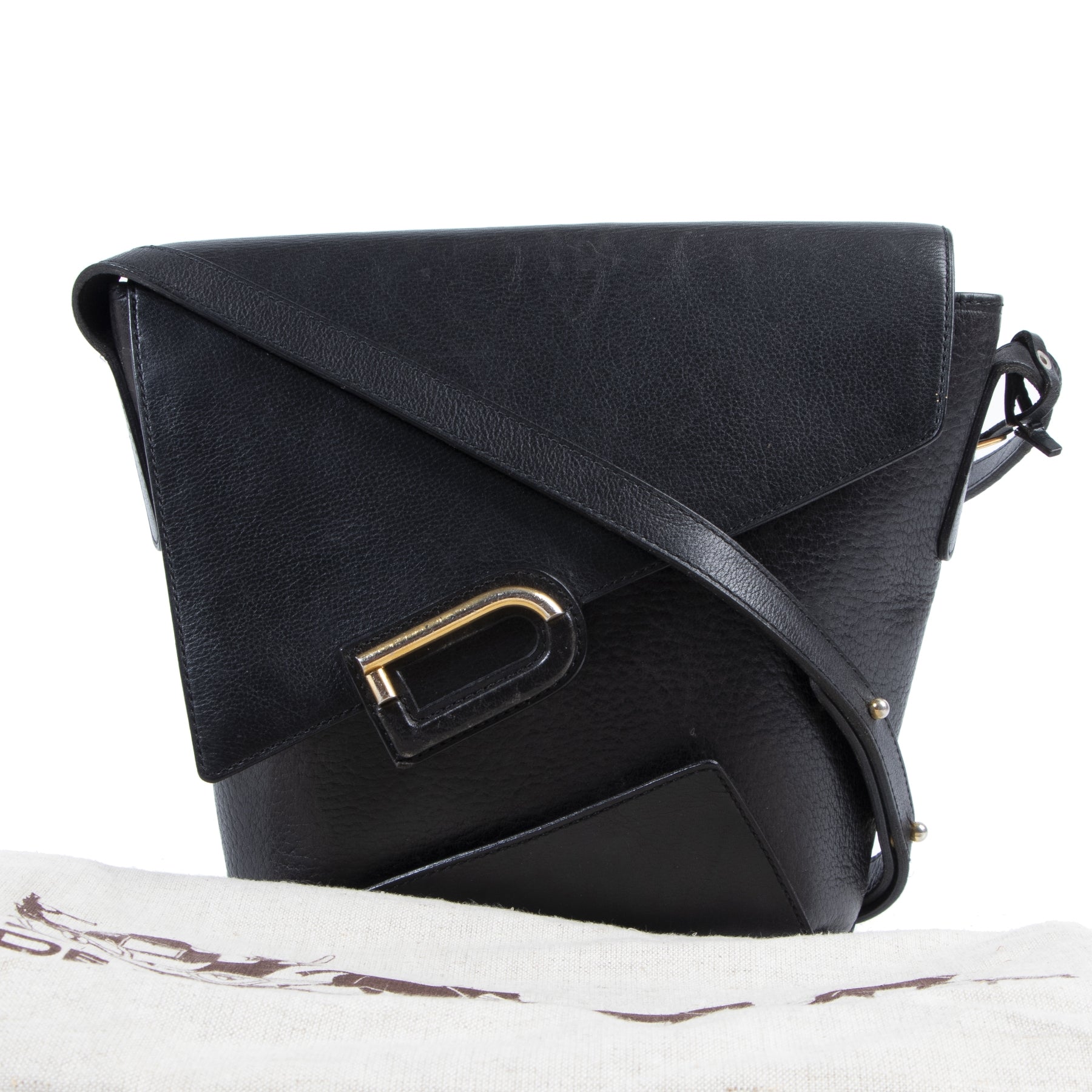 Delvaux Black Leather D Crossbody Bag