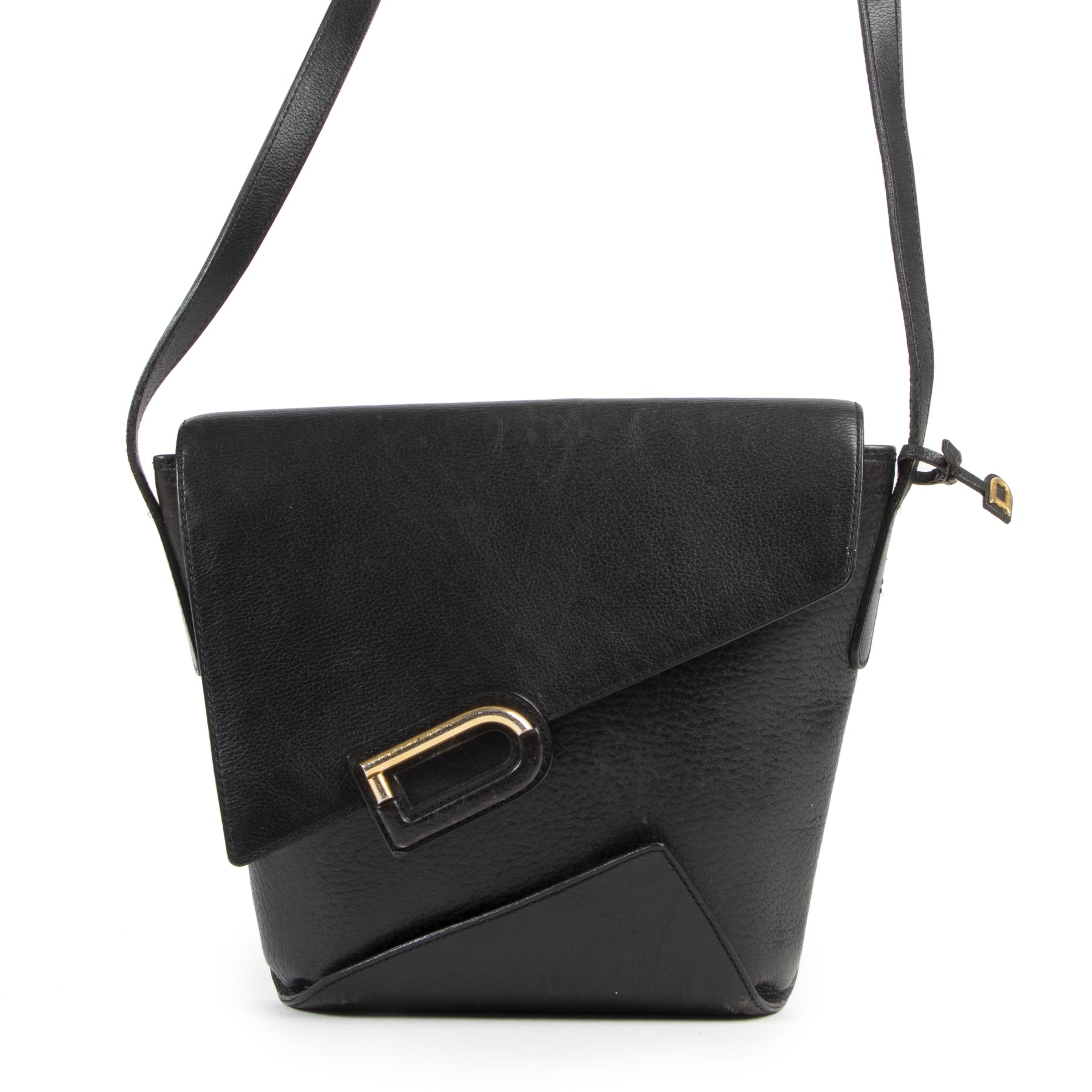Delvaux Black Leather D Crossbody Bag