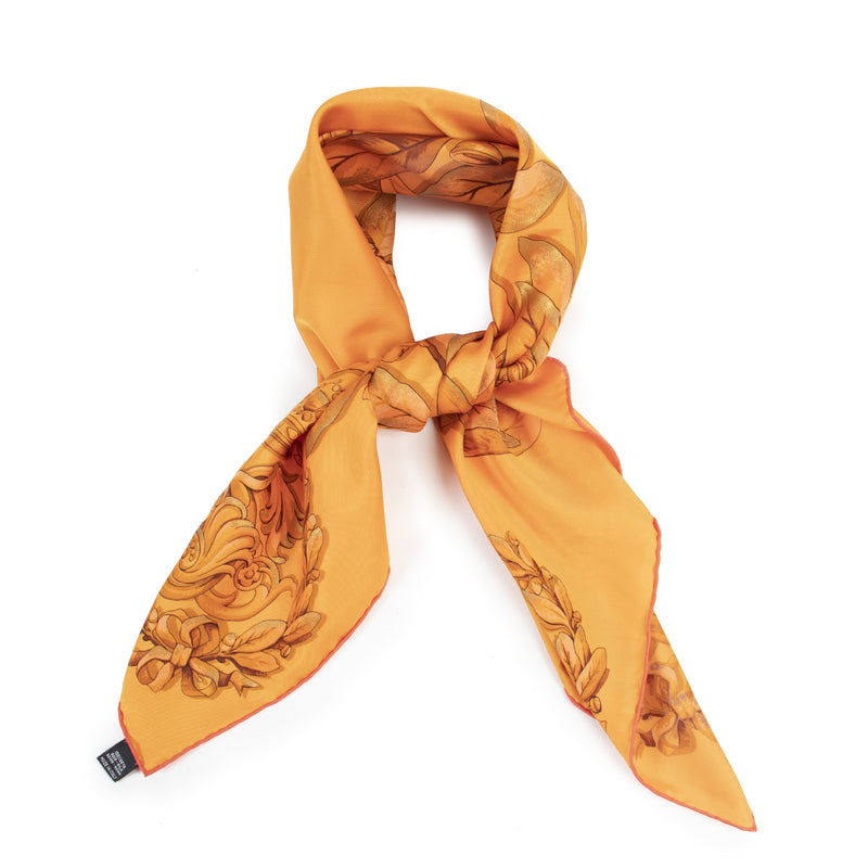Delvaux Orange Carré Emblème Twill Changeant Scarf