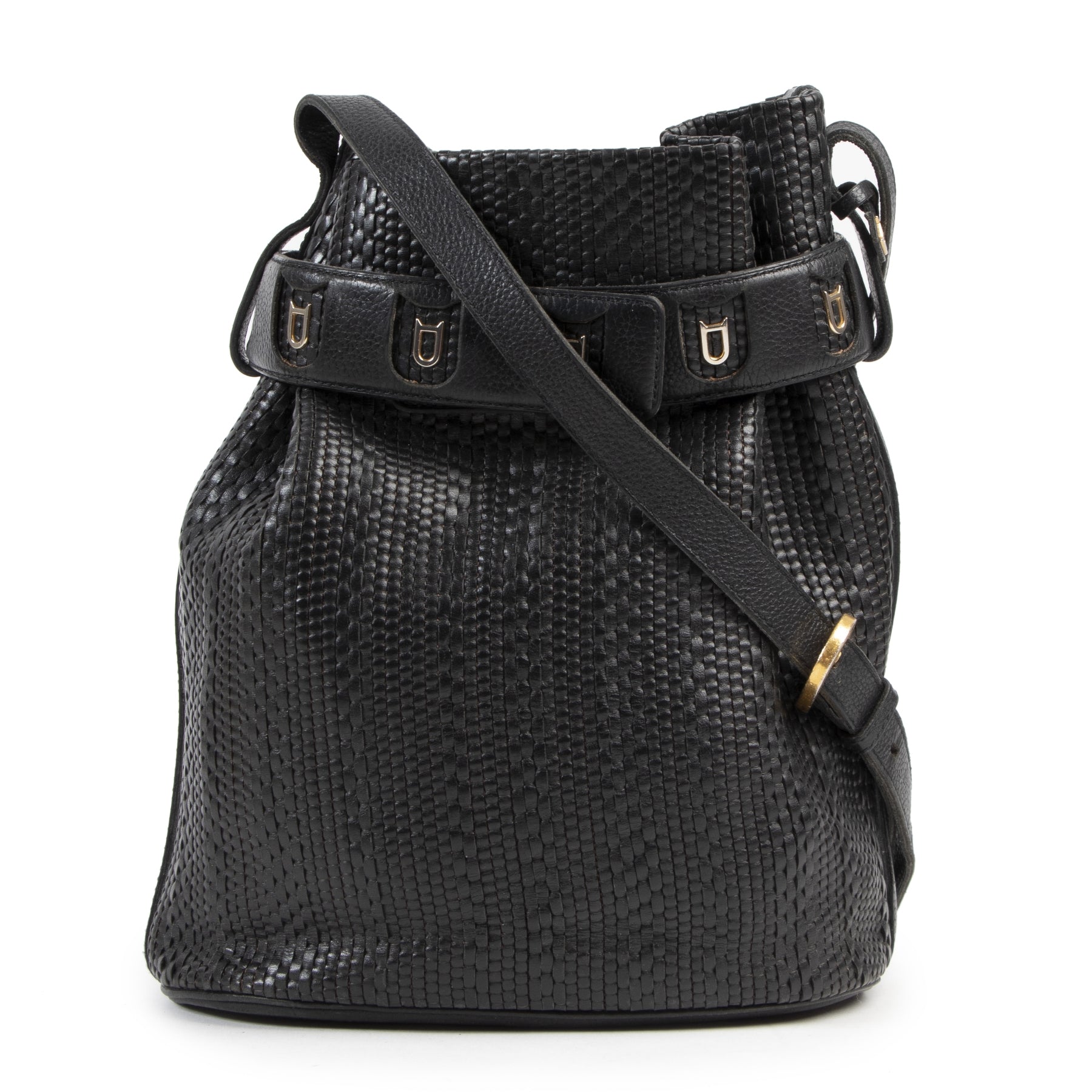 Delvaux Black Toile De Cuir Calicot Bucket Bag