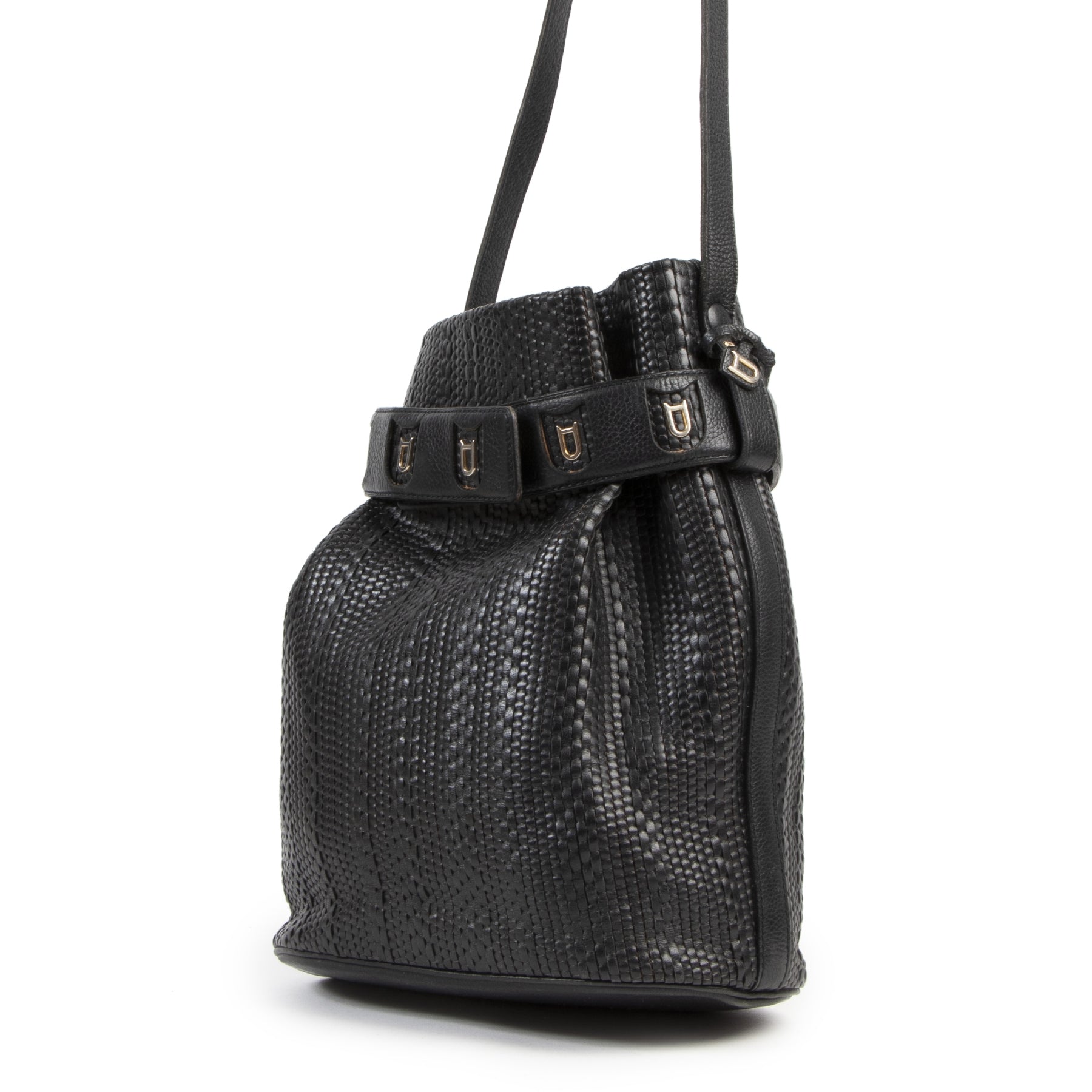 Delvaux Black Toile De Cuir Calicot Bucket Bag