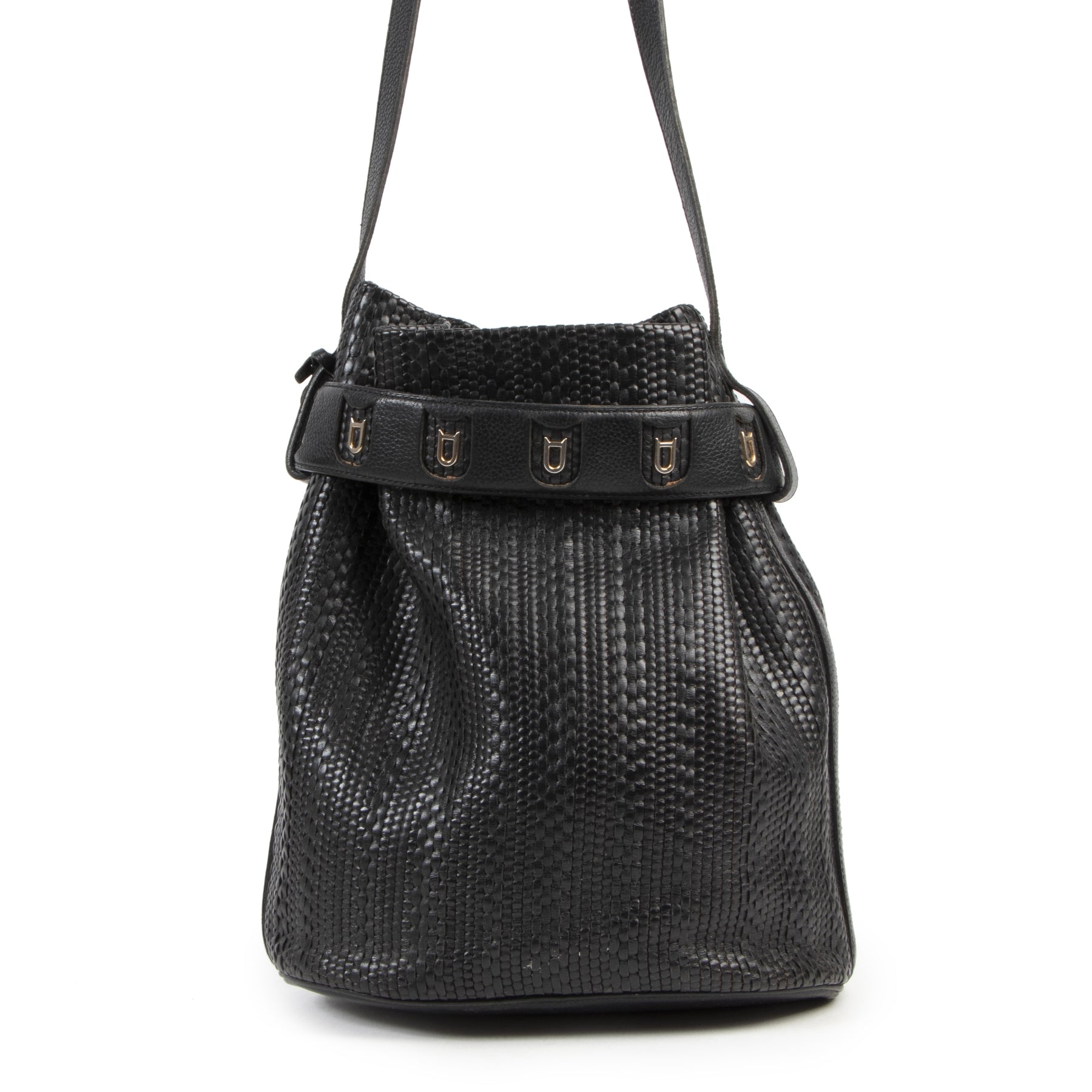 Delvaux Black Toile De Cuir Calicot Bucket Bag