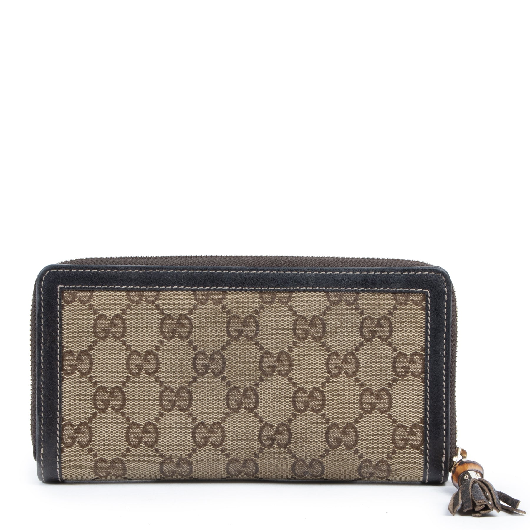 acheter en linge sGucci Monogram Bamboo Tassel Zip Around Wallet