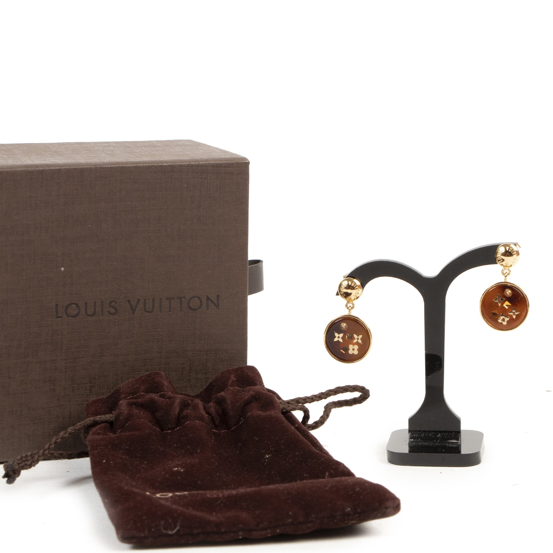 shop safe online Louis Vuitton Monogram Detailed Resin Earrings