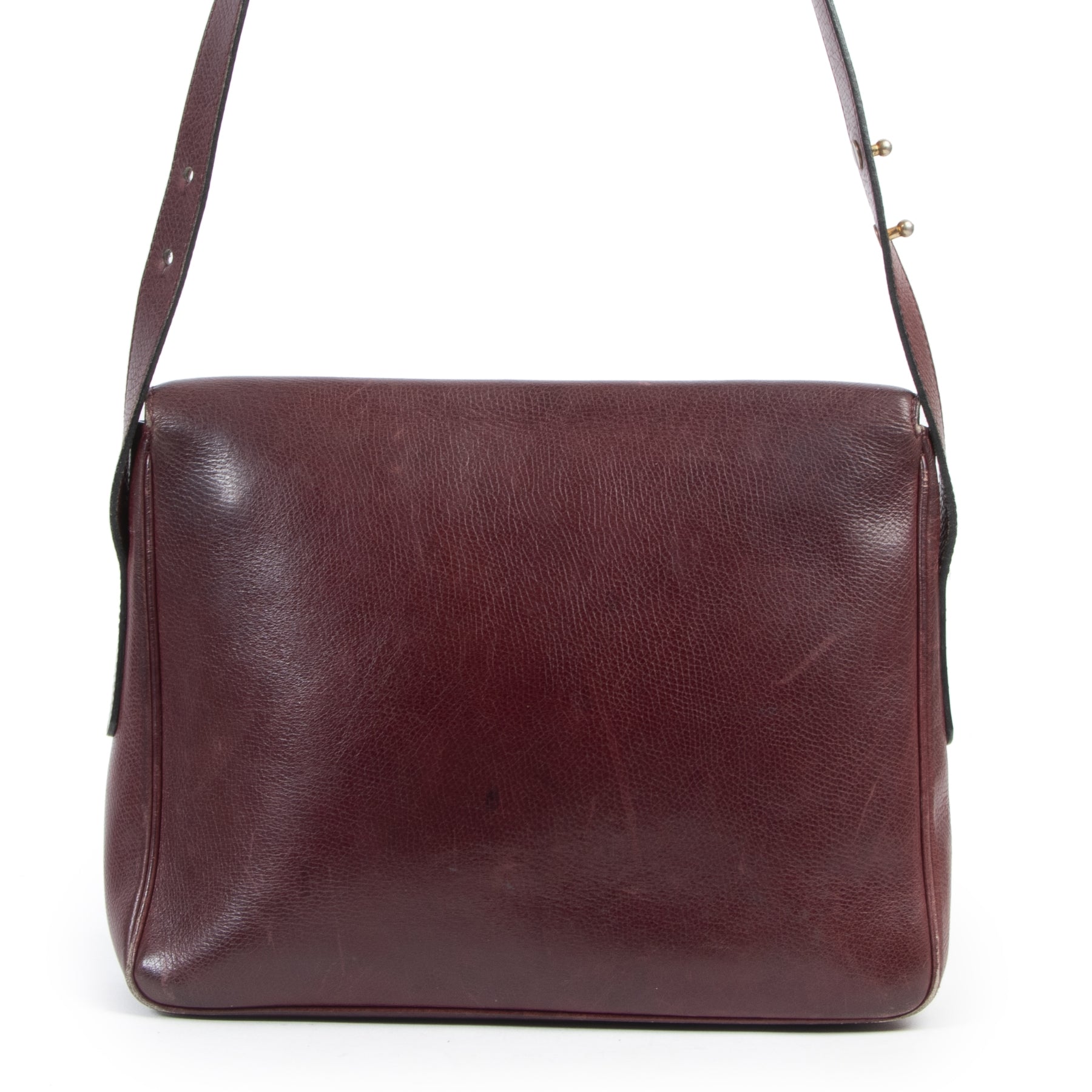 Delvaux Burgundy Leather Poirier Crossbody Bag