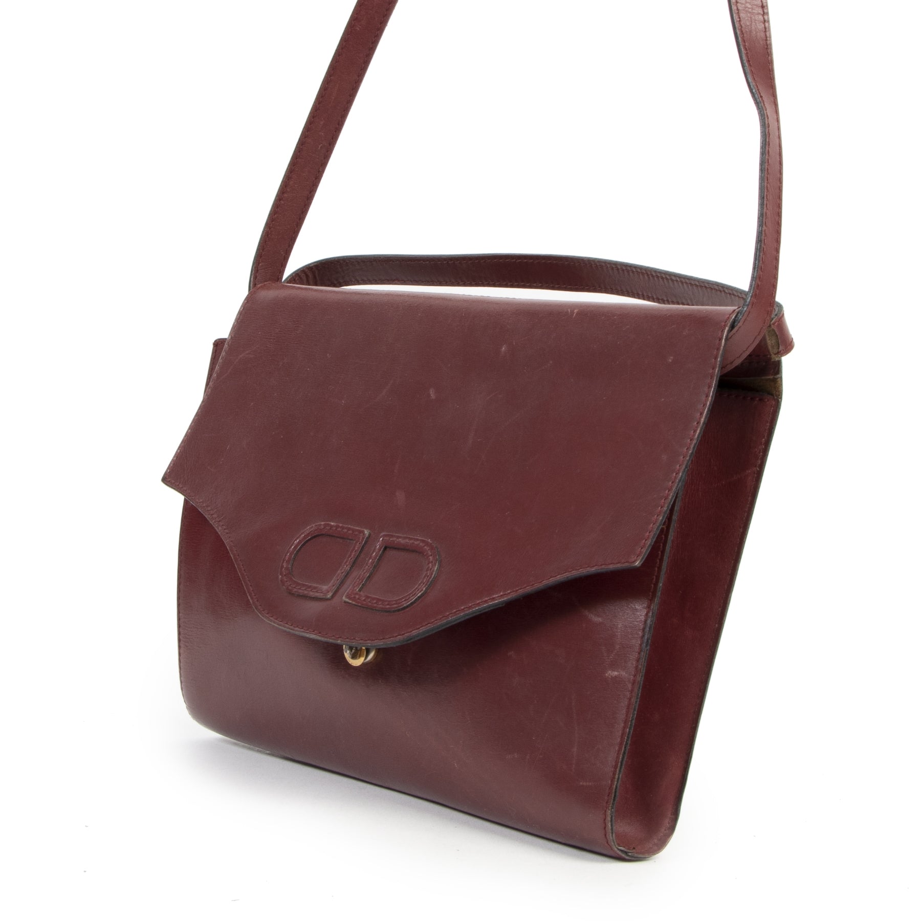 Delvaux Burgundy Double D Crossbody Bag