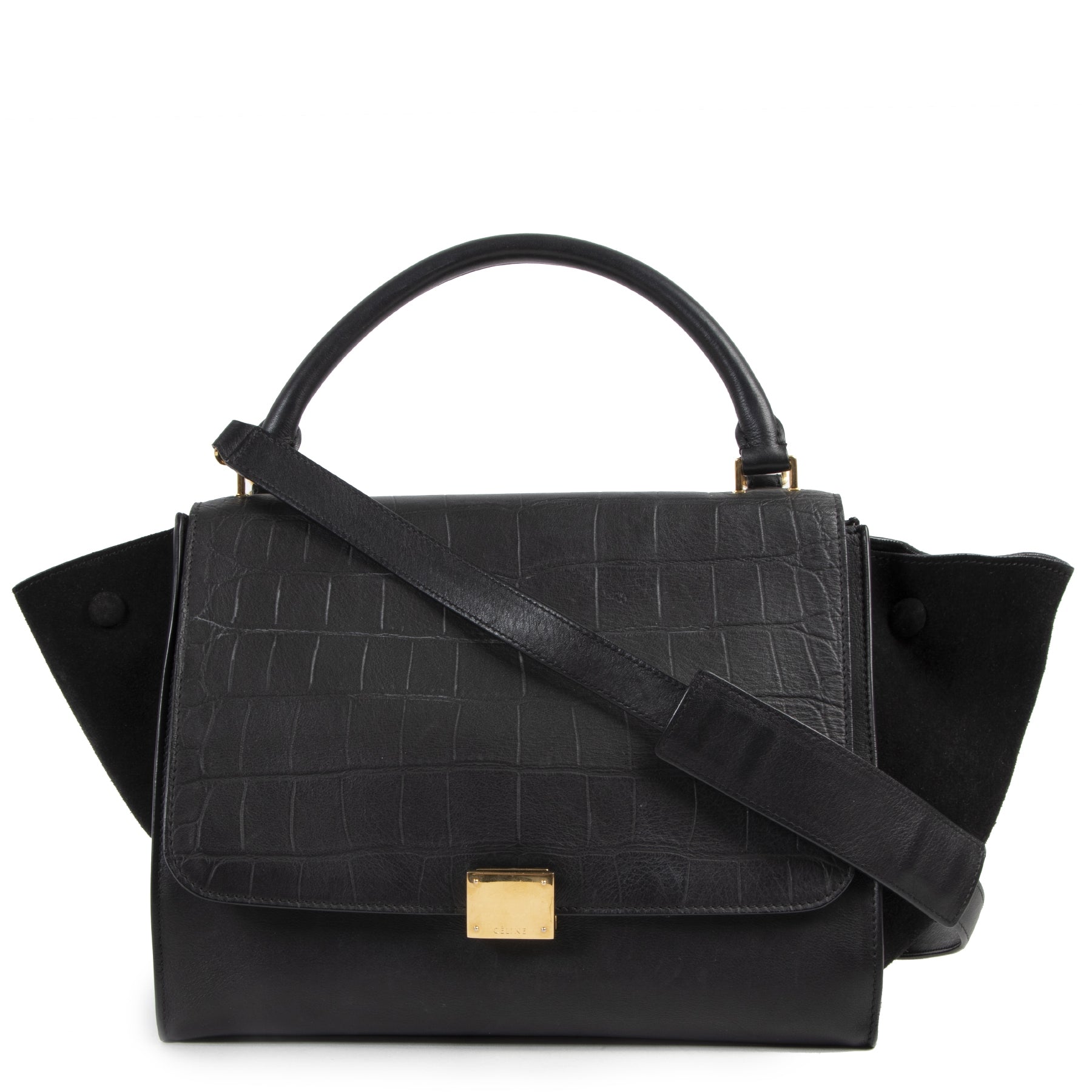 Buy this authentic second-hand vintage Celine Medium Black Trapeze Bag at online webshop LabelLOV. Safe and secure shopping. Koop deze authentieke tweedehands vintage Celine Medium Black Trapeze Bag bij online webshop LabelLOV.