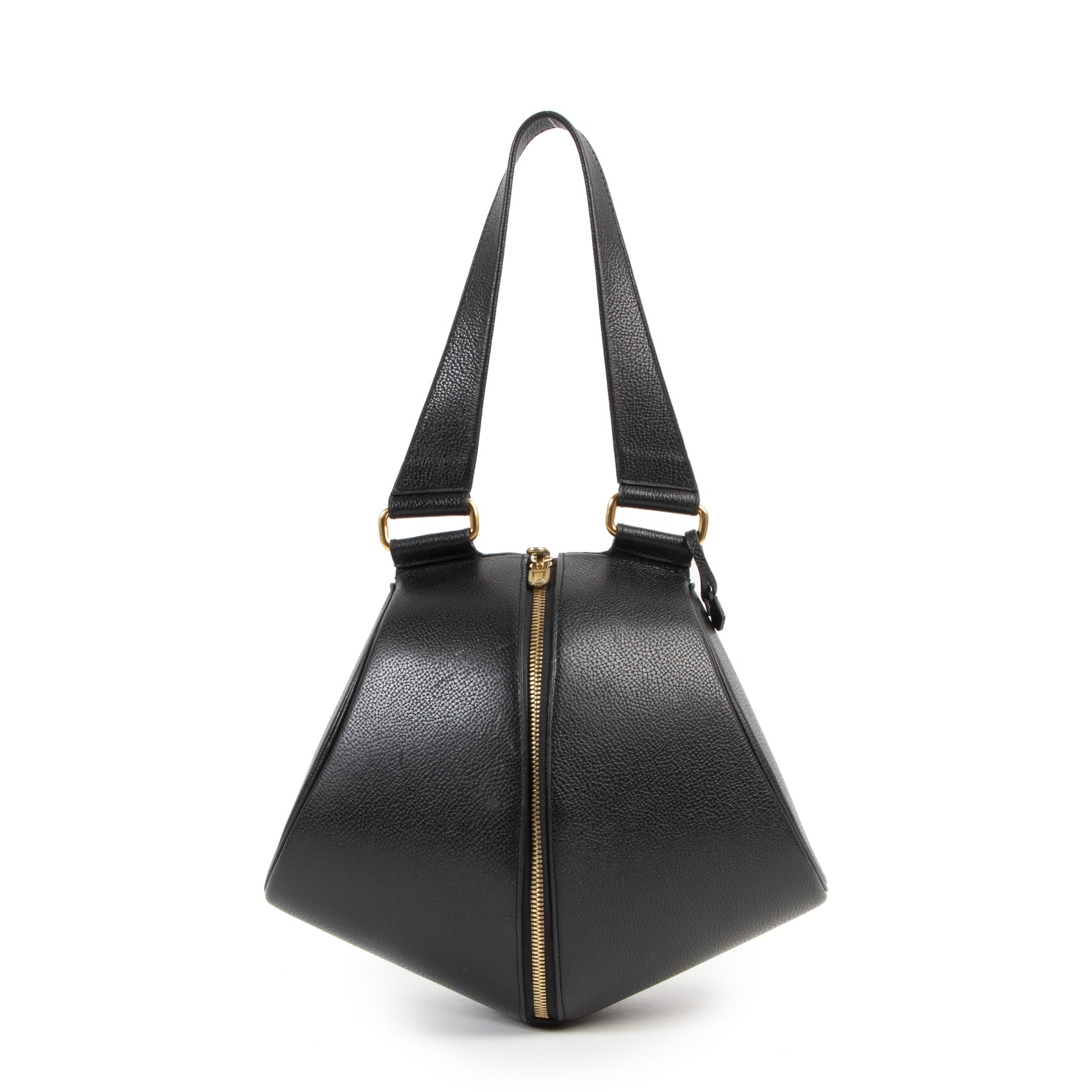 Delvaux Black Leather Zipper Bag