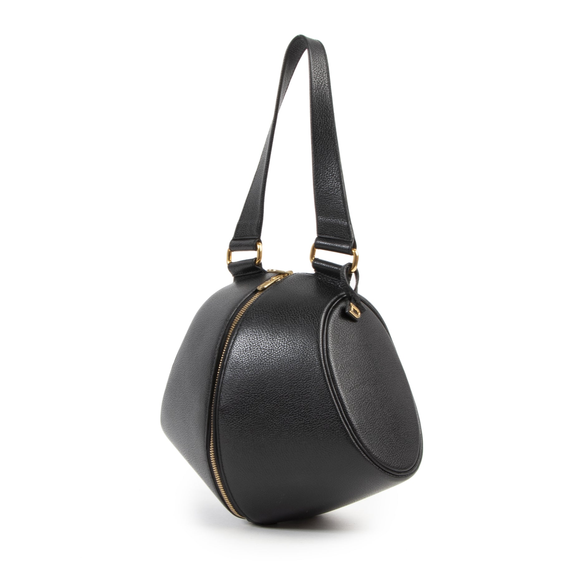 Delvaux Black Leather Zipper Bag