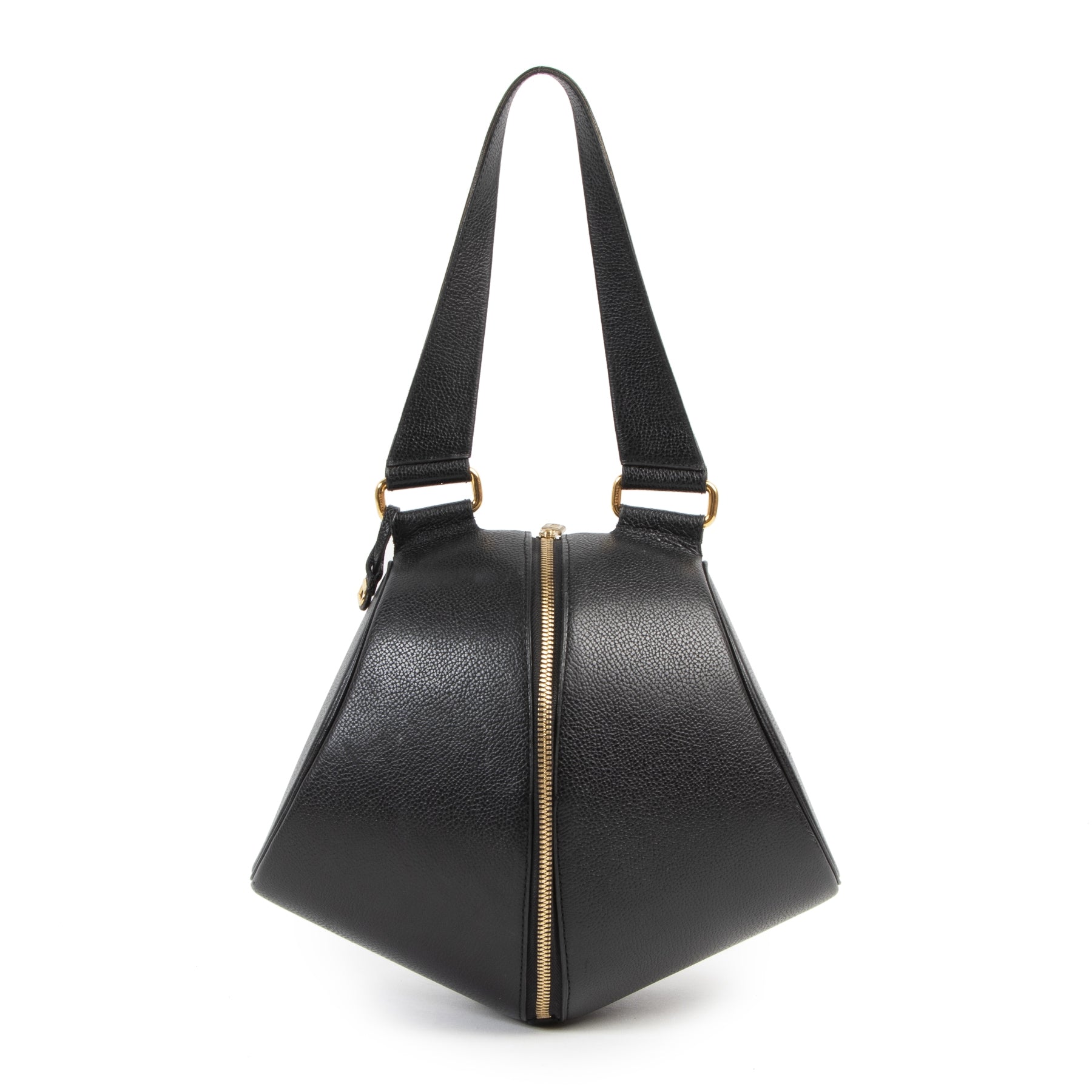 Delvaux Black Leather Zipper Bag