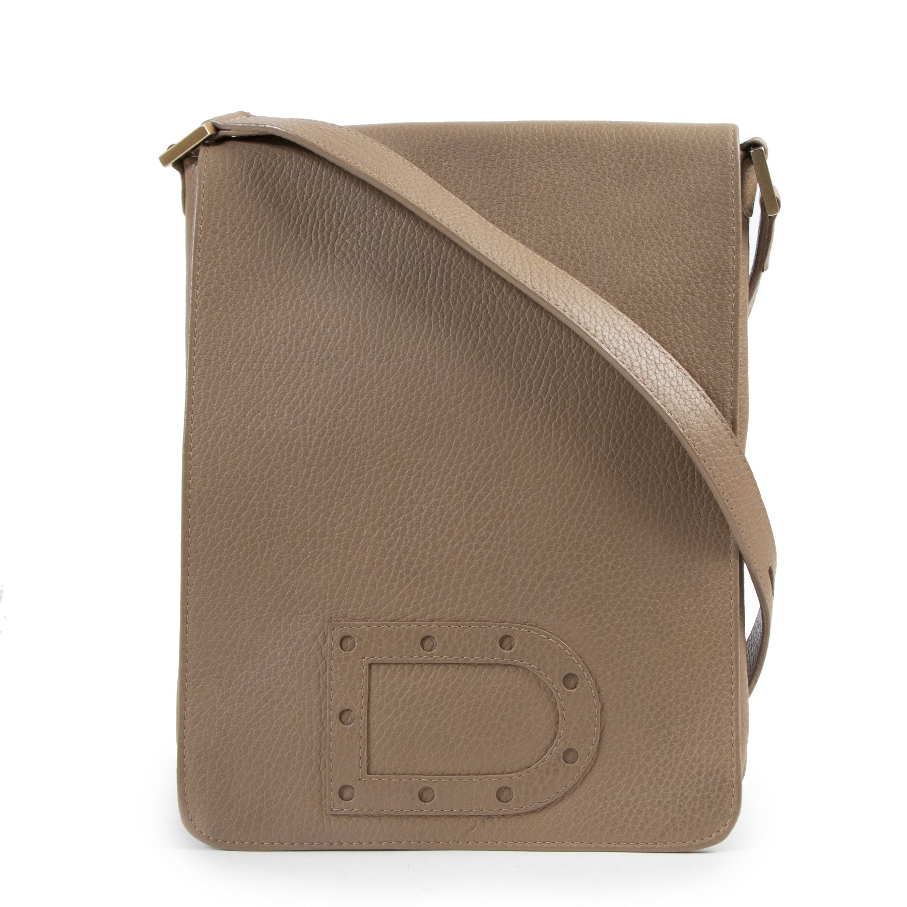 Authentieke Tweedehands Delvaux Louise Baudrier Camel PM Bag juiste prijs veilig online shoppen luxe merken webshop winkelen Antwerpen België mode fashion