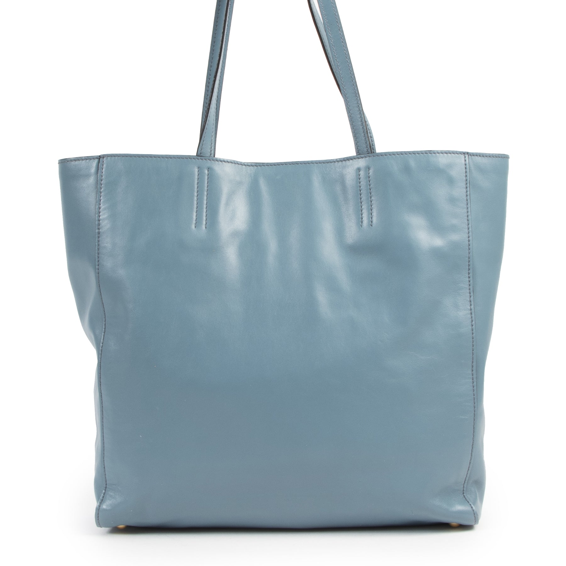 Miu Miu Pigeon Blue Leather Tote Bag
