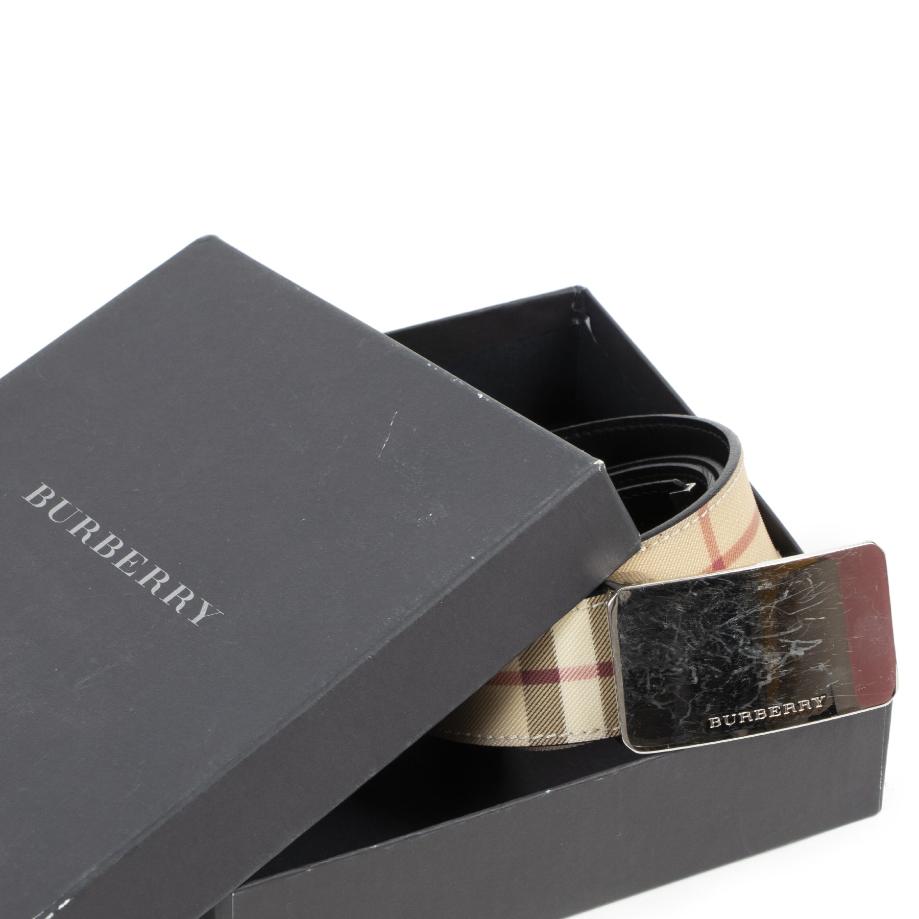 Burberry Beige Check Belt - Size 100