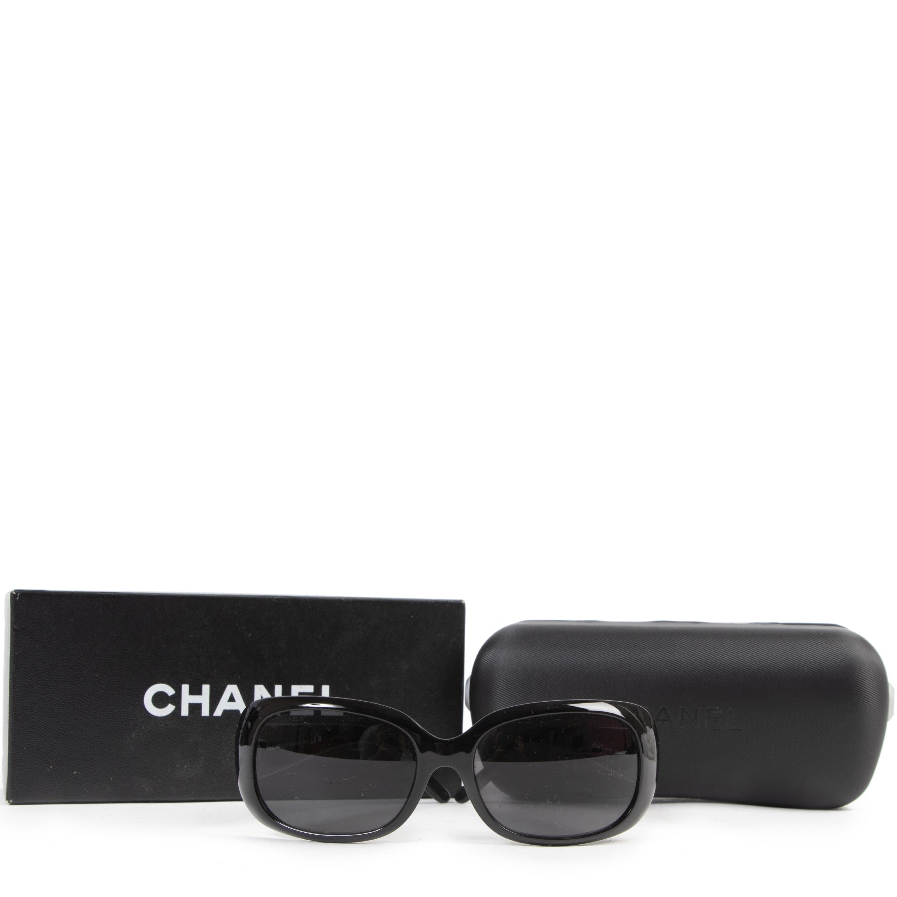 Chanel Black Rhinestone CC Logo Sunglasses