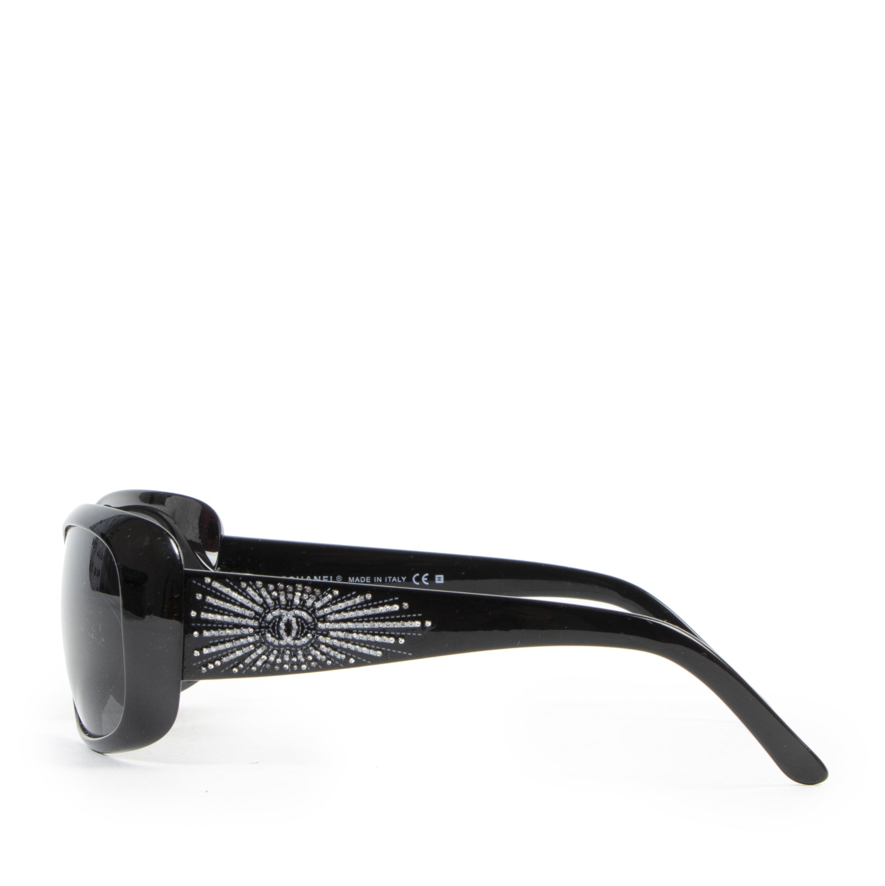 Chanel Black Rhinestone CC Logo Sunglasses