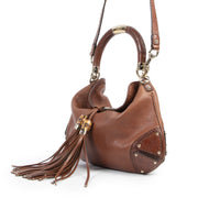 Authentic secondhand Gucci Brown Leather Babouska Indy Bag designer bags fashion luxury vintage webshop safe secure online shopping