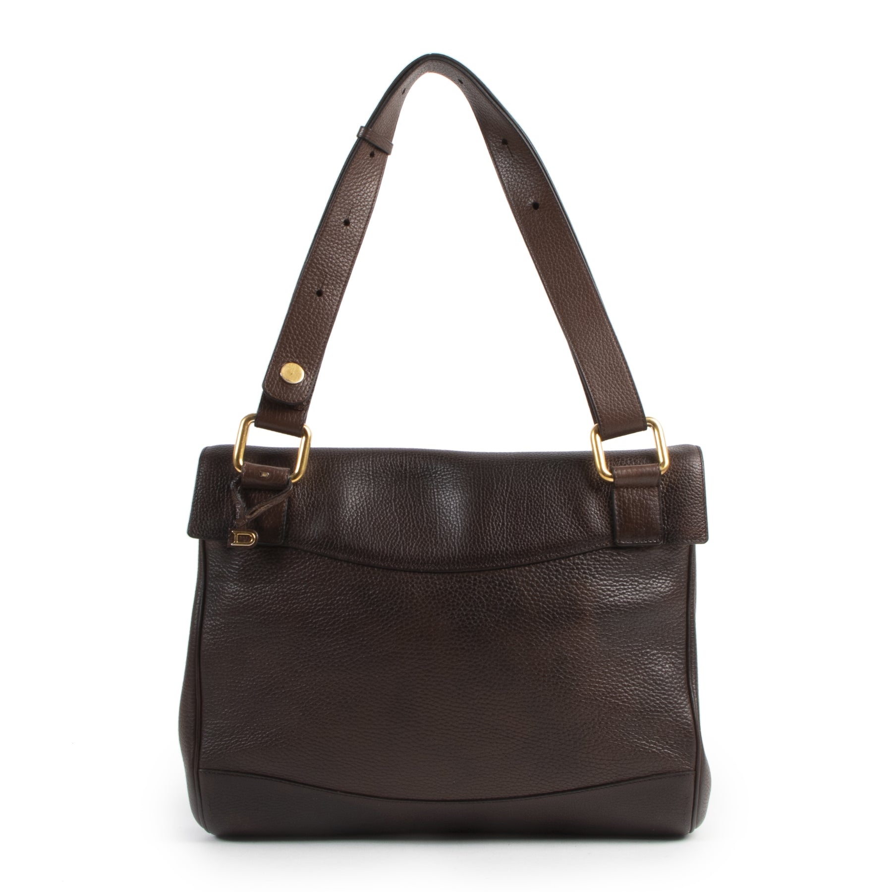 Authentieke Tweedehands Delvaux Brown Leather Shoulder Bag juiste prijs veilig online shoppen luxe merken webshop winkelen Antwerpen België mode fashion