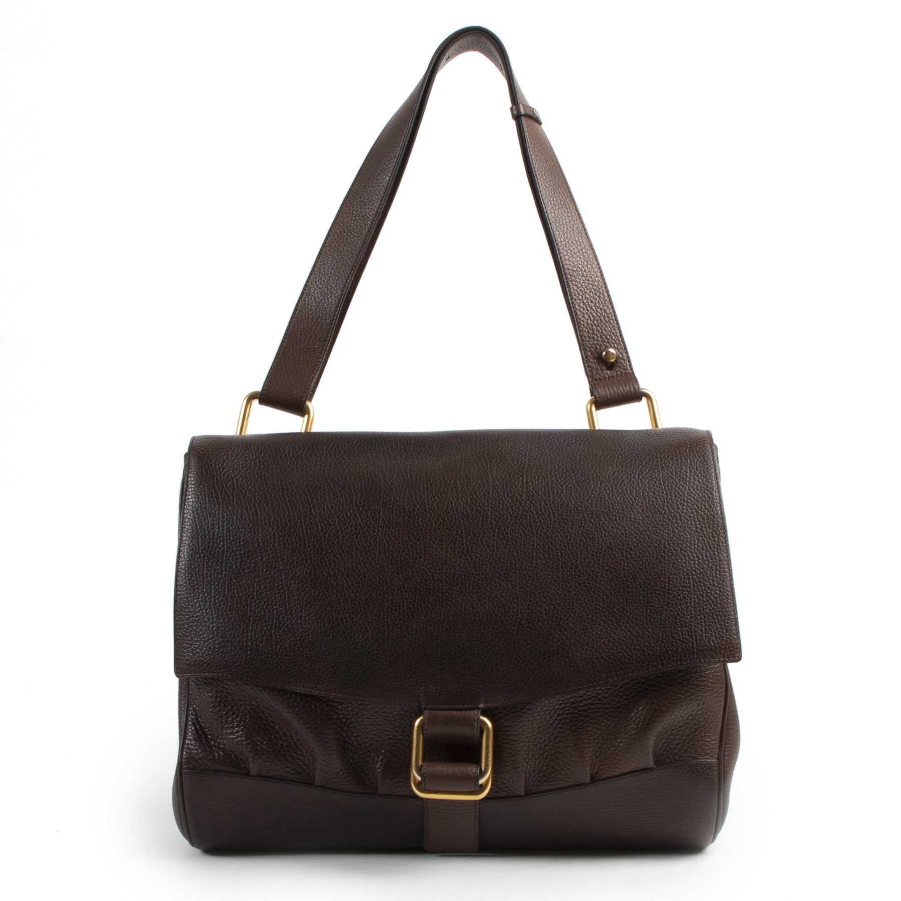 Authentic secondhand Delvaux Brown Leather Shoulder Bag designer bags fashion luxury vintage webshop safe secure online shopping