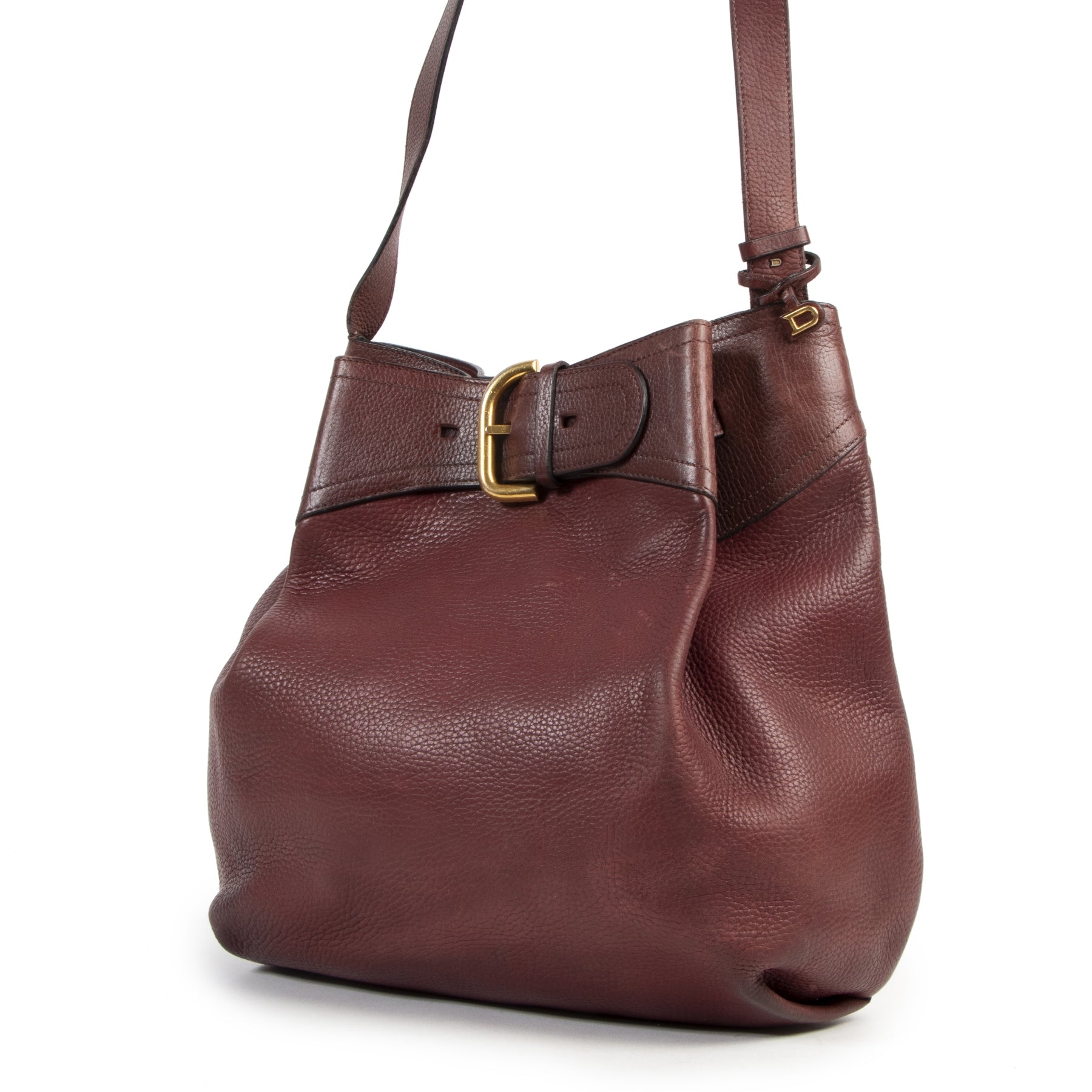 Authentieke Tweedehands Delvaux Bordeaux Leather Shoulder Bag juiste prijs veilig online shoppen luxe merken webshop winkelen Antwerpen België mode fashion
