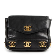 Authentieke Tweedehands Chanel Black Leather CC Belt Bag juiste prijs veilig online shoppen luxe merken webshop winkelen Antwerpen België mode fashion