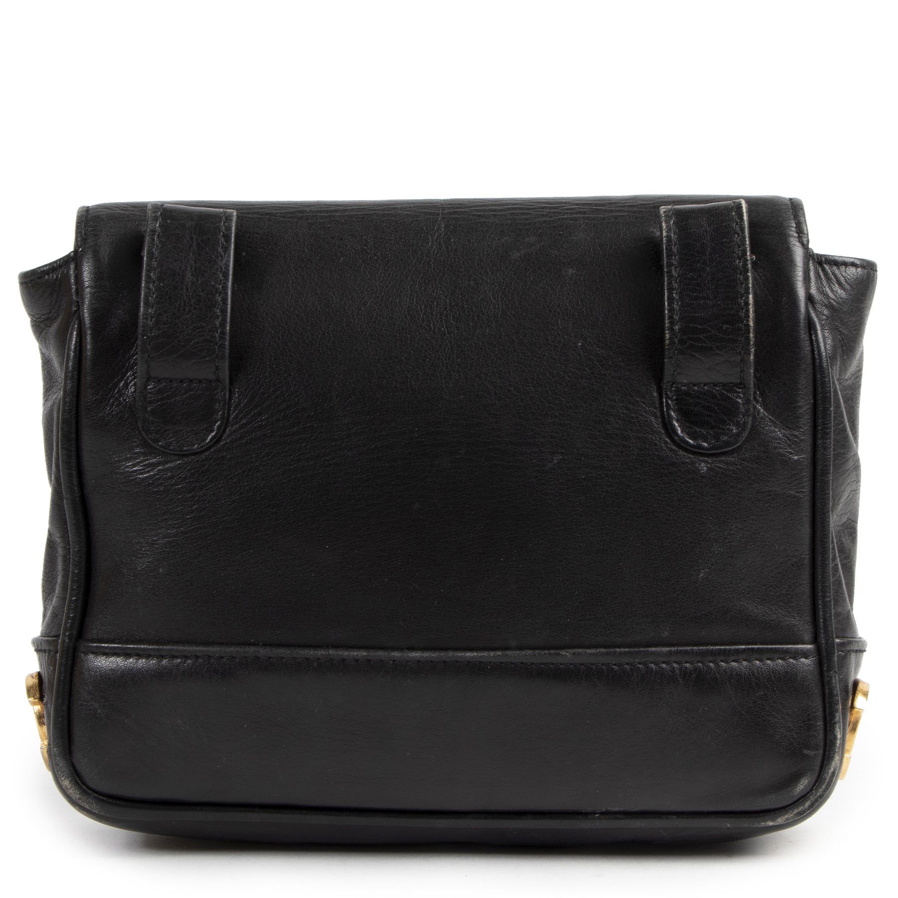 Authentieke Tweedehands Chanel Black Leather CC Belt Bag juiste prijs veilig online shoppen luxe merken webshop winkelen Antwerpen België mode fashion