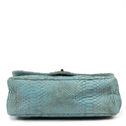 Authentic secondhand Chanel Turquois Blue Python Classic Jumbo Flap Bag designer bags fashion luxury vintage webshop safe secure online shopping